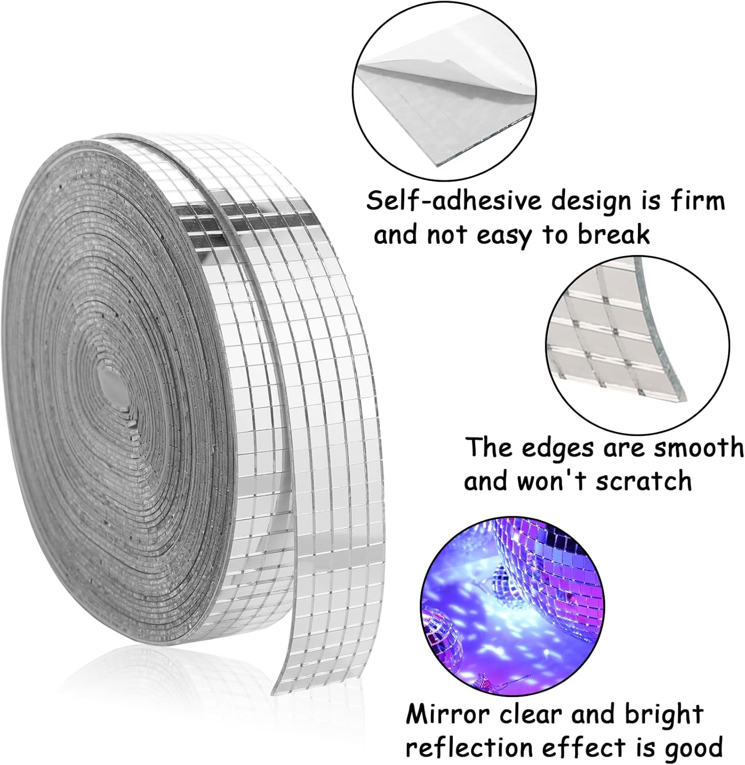 Disco Ball Mirror Tiles Self Adhesive Disco Ball Tapes Stickers Small Square Mir