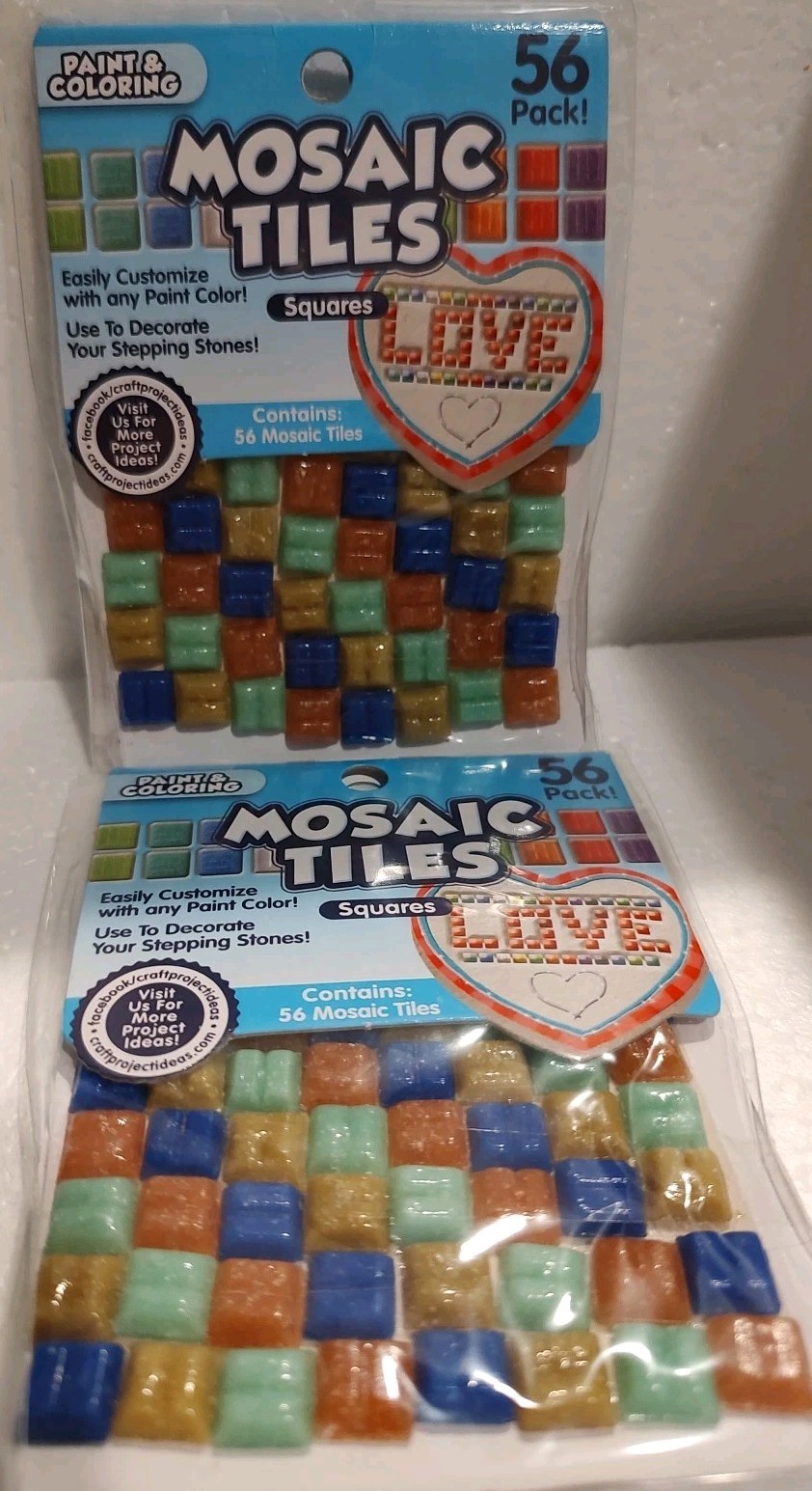Mosaic Tiles 2 packs square color tiles Horizon Group 56 tiles/pack 2013 Paint