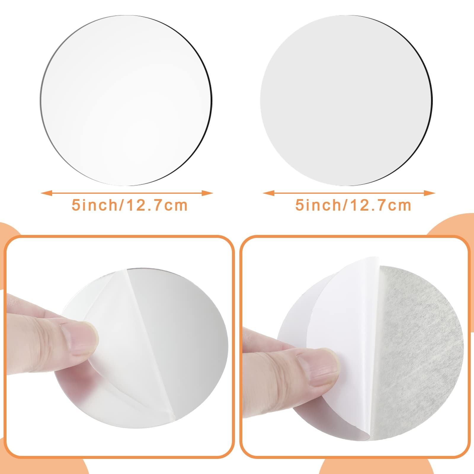 25 PCS Small Round Mirrors For Crafts Adhesive Tiles Centerpieces DIY 5 Inch