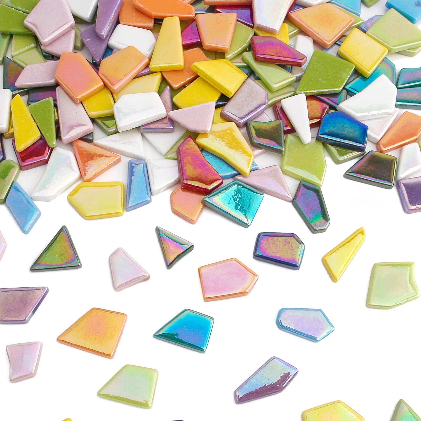 Youway Style Iridescent Glass Mosaic Tiles for Crafts Bulk,200g Broken Mosaic…