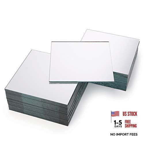 50 Pack Square Glass Mirror Tiles, 4×4 Inch Small Decorative Glass Mirror