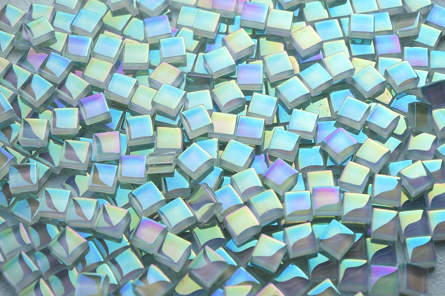 335Pcs Crystal White Iridescent Mosaic Tiles, 0.4′ Mini Square Glass Tiles for M