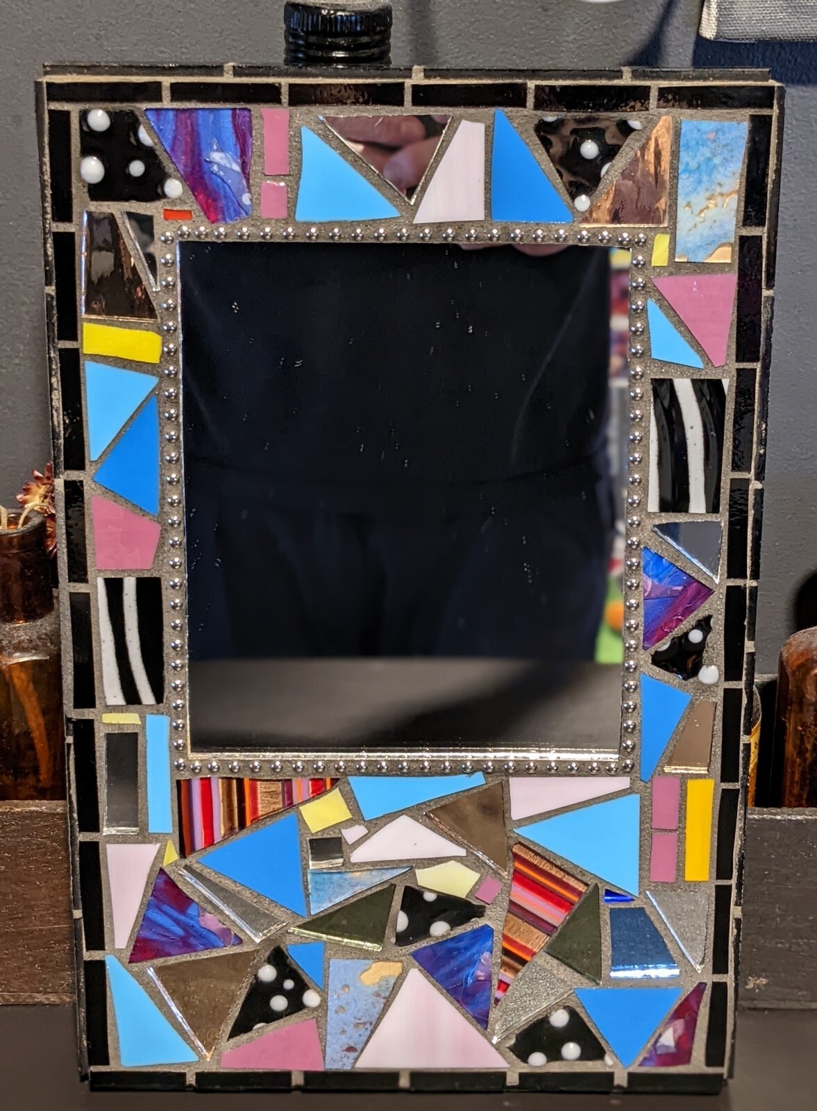 Tootie Burns Missouri Art Mirrored Glass Tile Mosaics Hanging Mirror Mixed Media