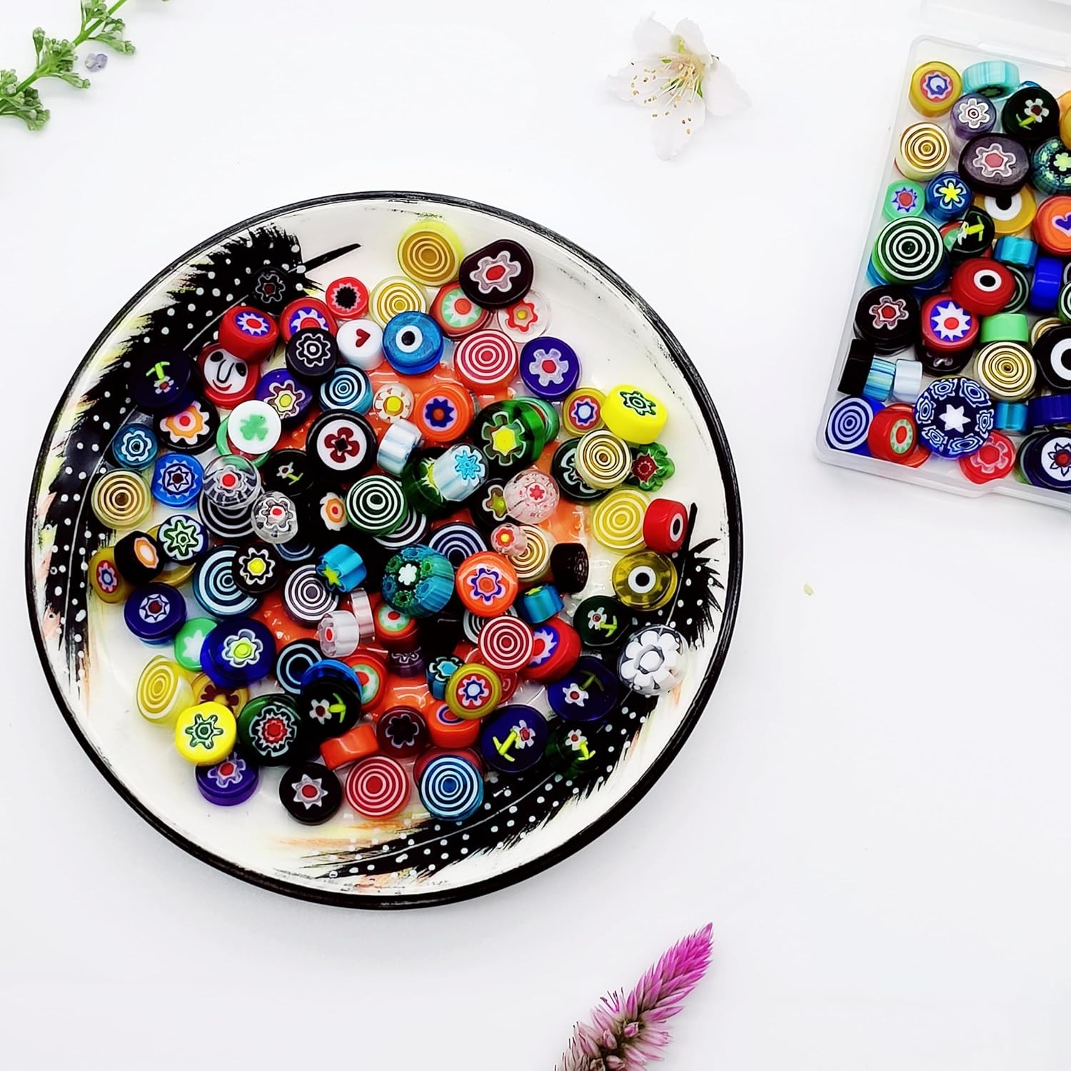 Flat Glass Millefiori for Mosaic Making Supplies, Mosaic Tiles for Crafts with A