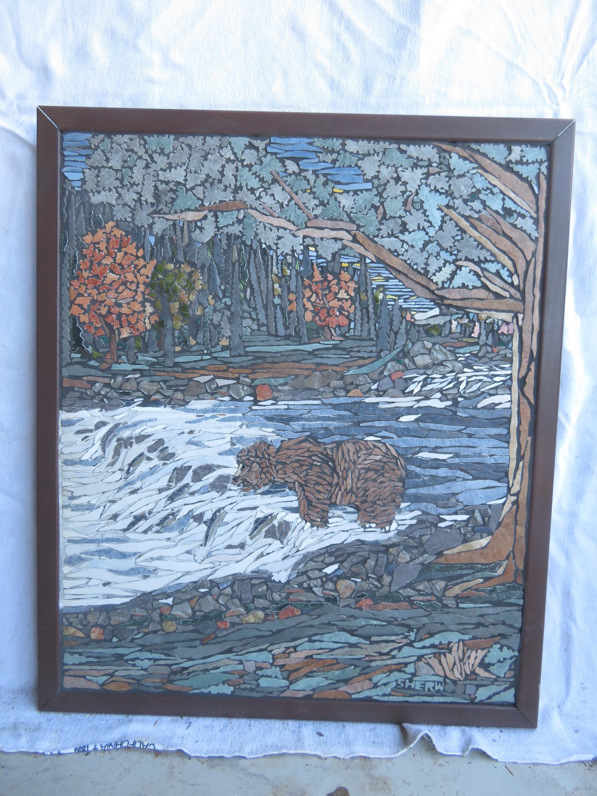 Original Custom one of a kind Tile Mosaic 24w x 36h Salmon Fishing