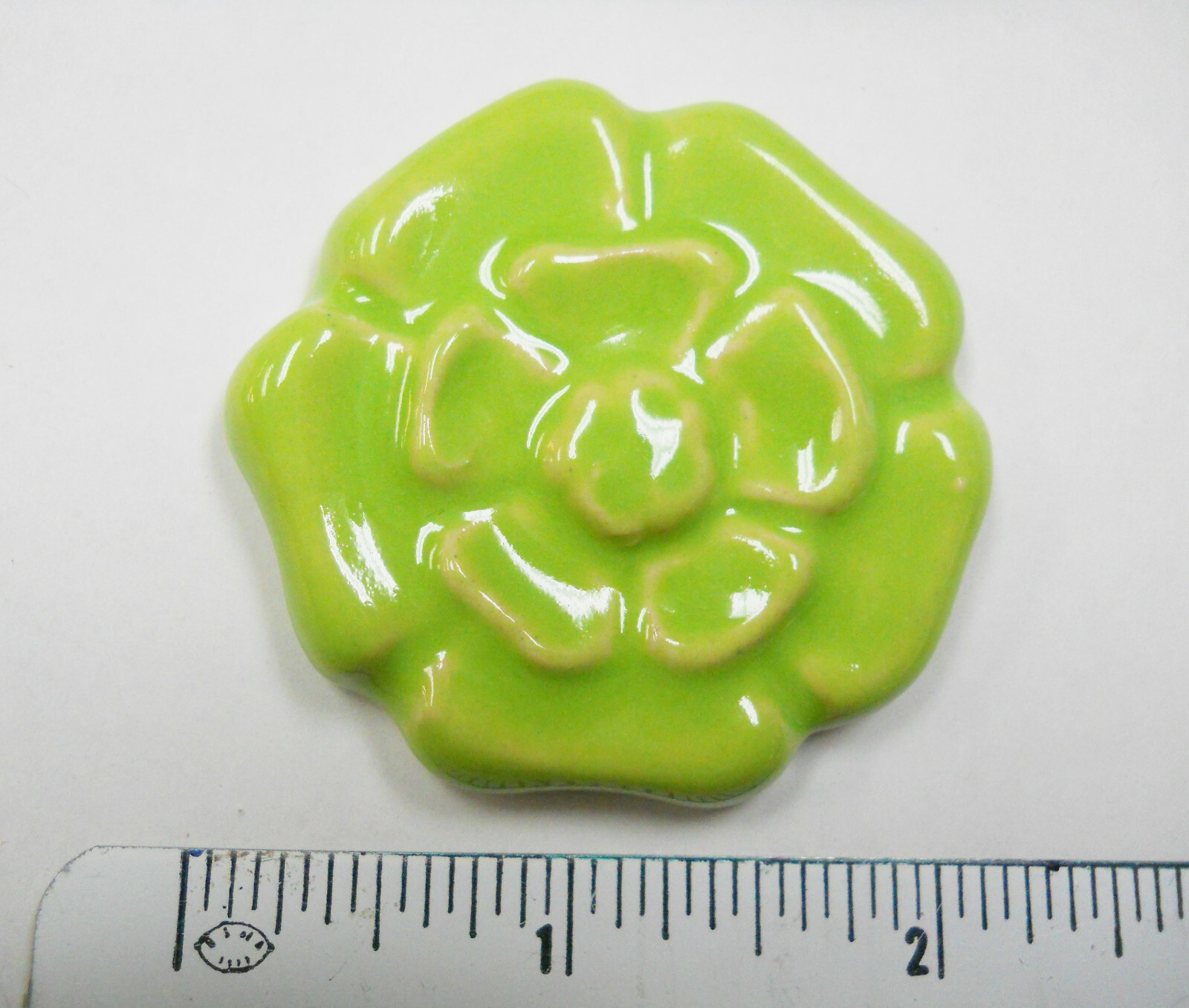 ROSETTE Mosaic Tiles Handmade Ceramic Art Craft Tiles LIME GREEN Set of 6