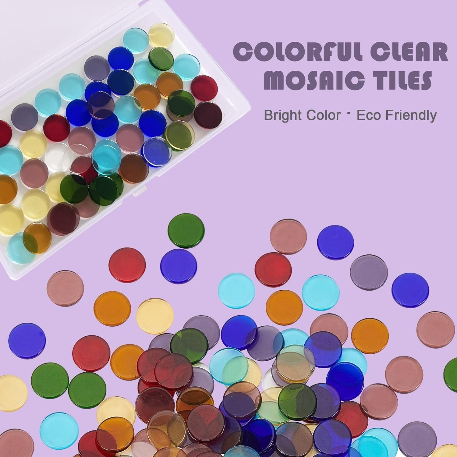 220 Pieces Stained Crystal Glass Gems Mosaic Tiles for Transparent / Circle