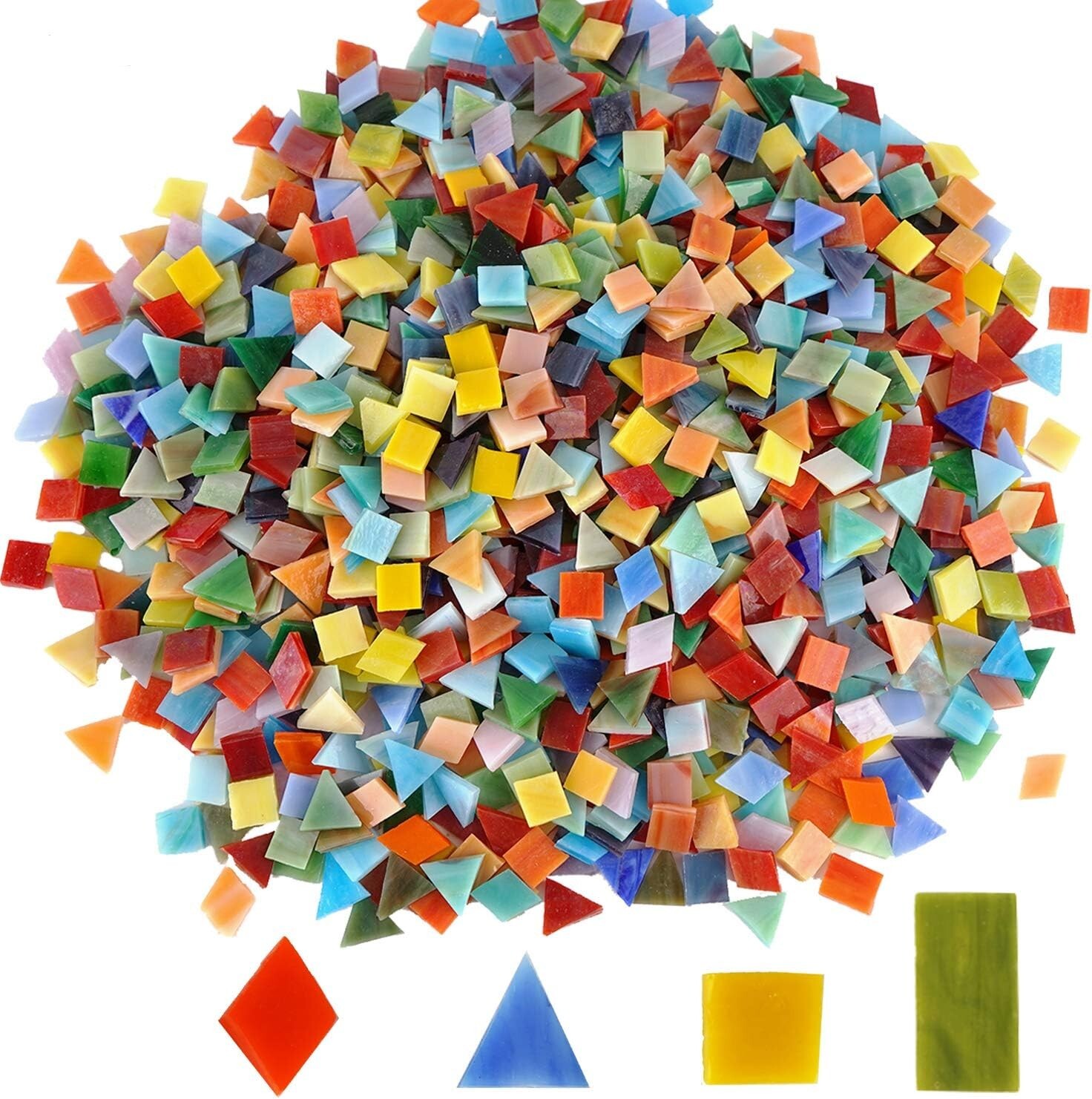 1600 Vibrant Glass Mosaic Tiles – Assorted Colors & Shapes for Stunning Crafts