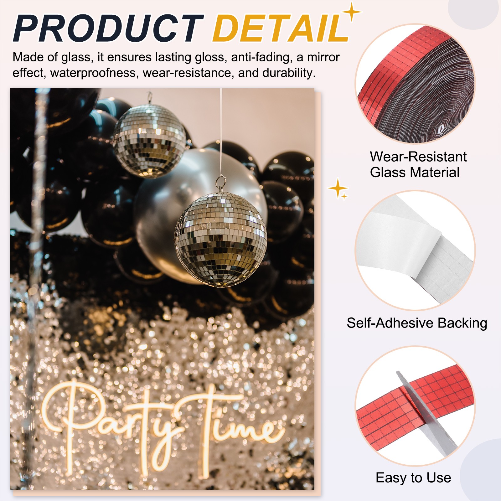 5x5mm Self Adhesive Mirrors Mosaic Tiles, 15000 Pcs Mosaic Sticker, Red