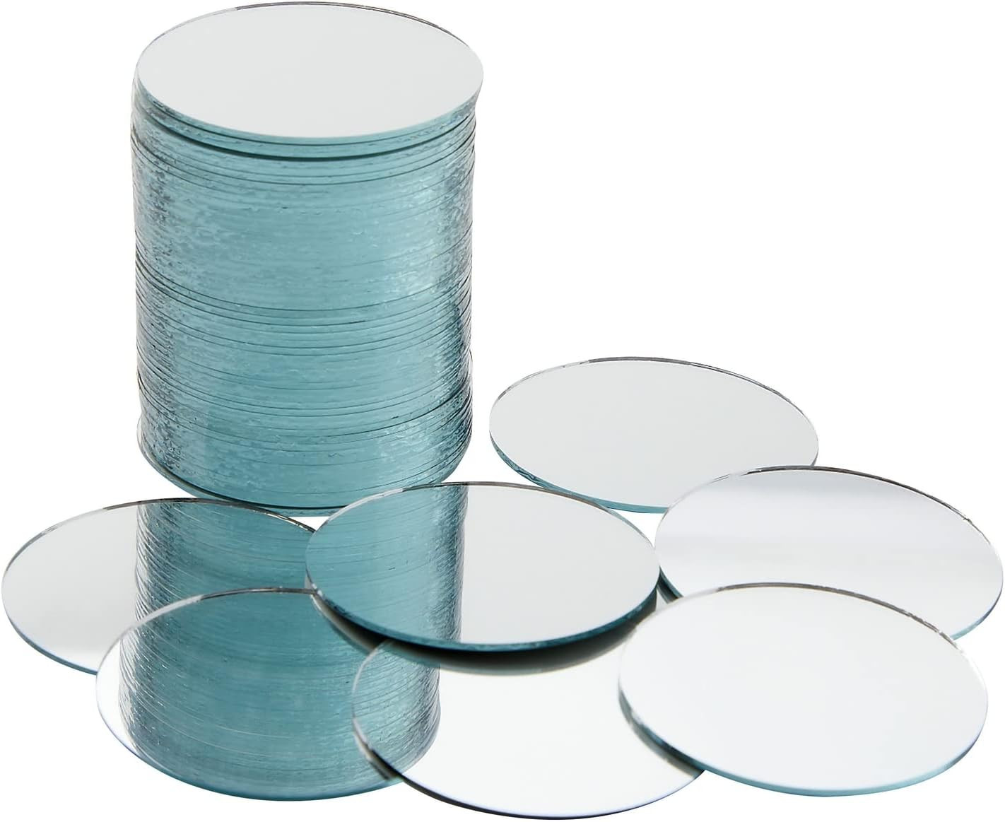 Craft Mirrors Bulk Mini Glass Tiles – 60-Pack 2-Inch Round Tiles – DIY Mosaic Cr