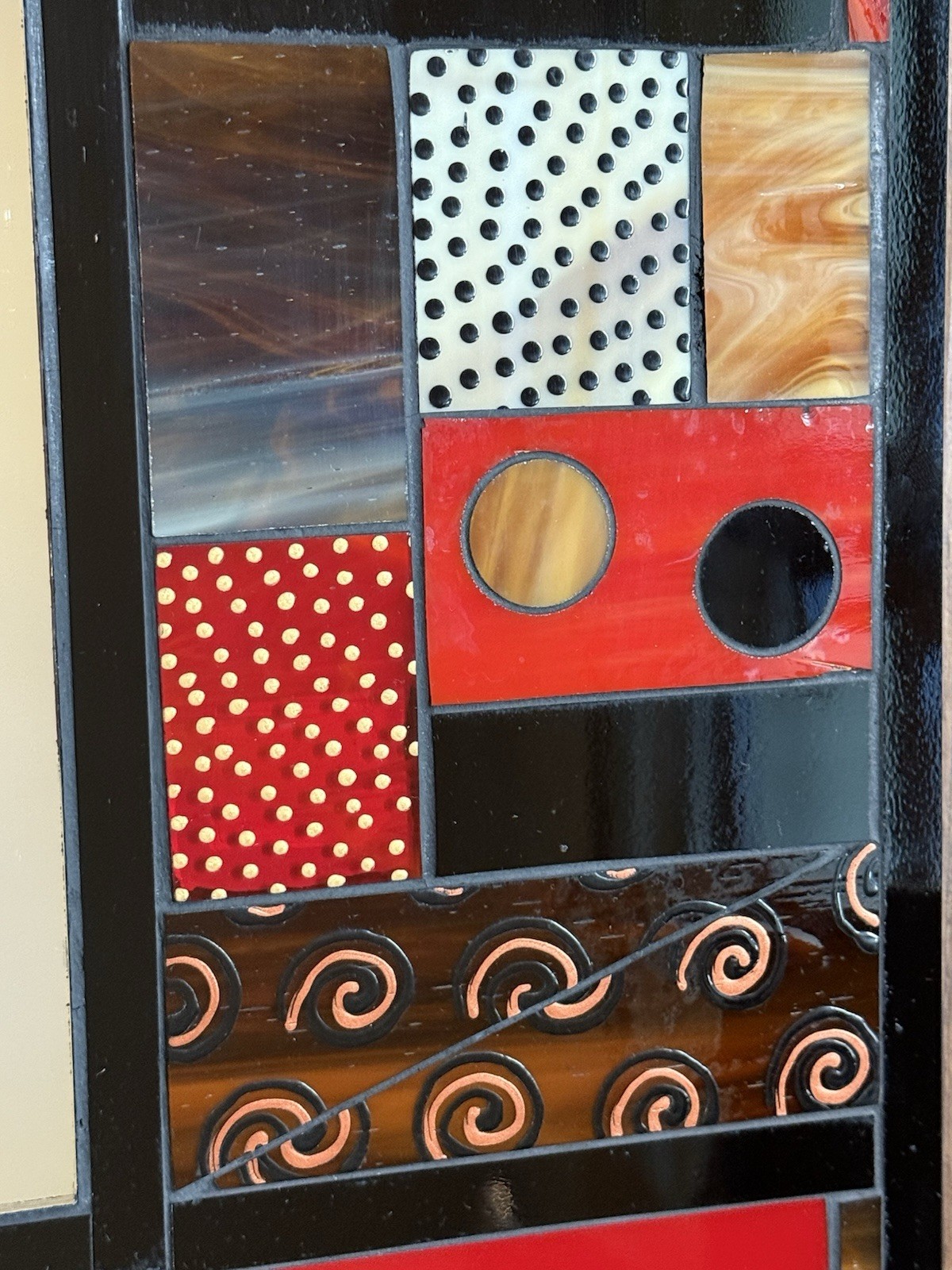 LEWANSKI SIMCOX Mosaic Wall Mirror Glass Art Mid Century Deco Geometric SIGNED