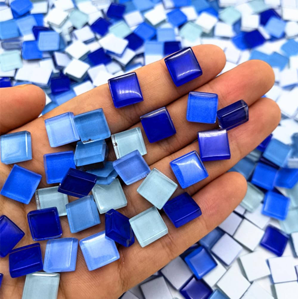500G/ 1.1LB Bulk Crystal Mosaic Tiles, Assorted Color Opaque Mosaic Glass Crafts