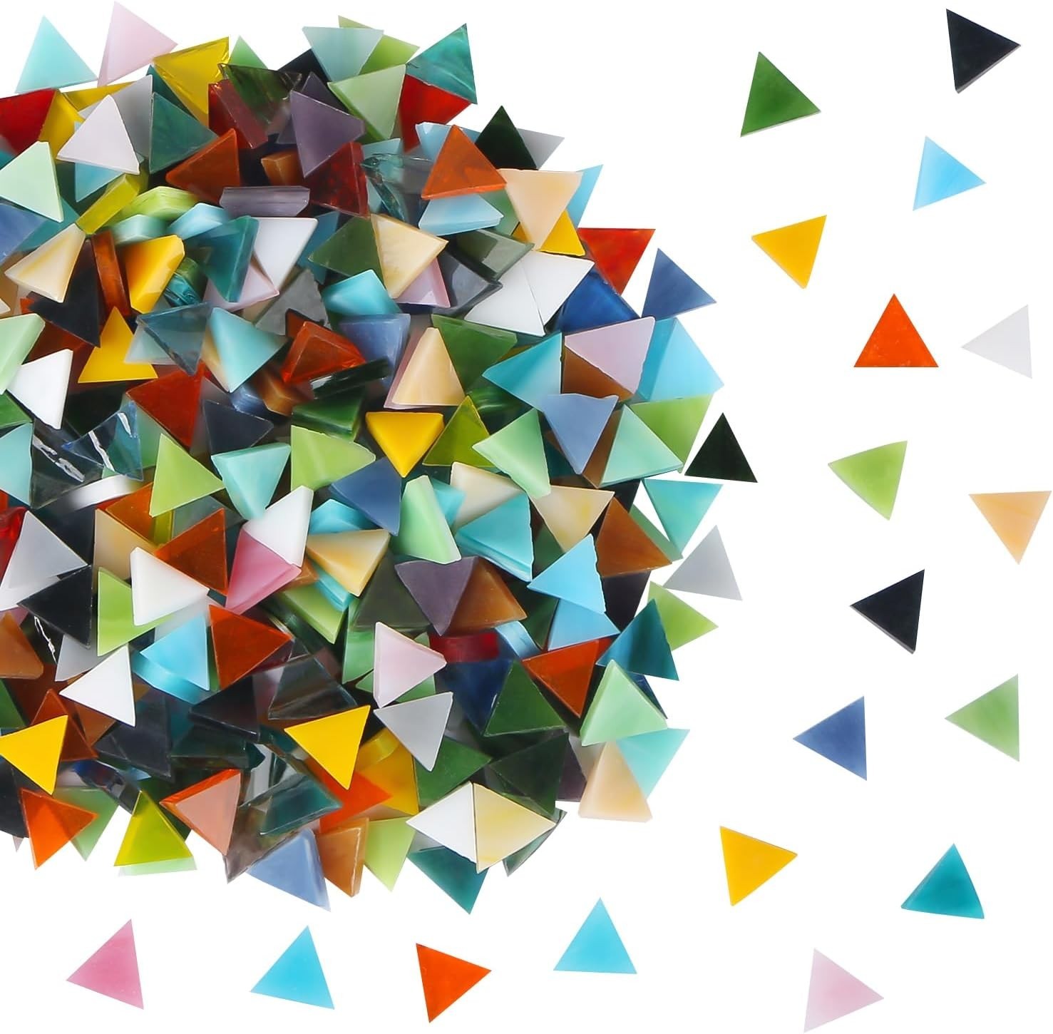 Flat Glass Mosaic Tiles, 550 Pcs Stained Glass Mosaic, Triangle Mixed Color F…