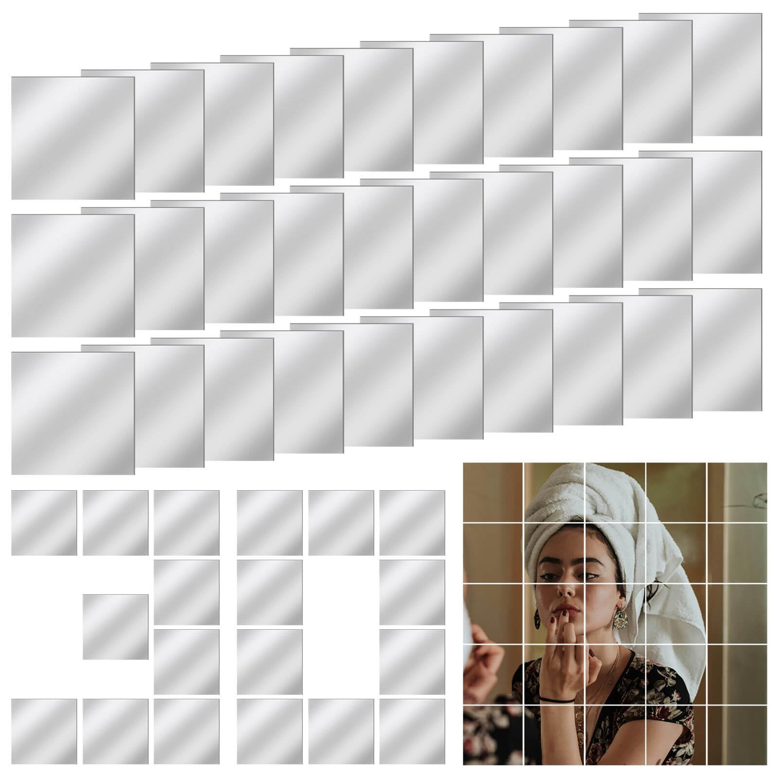 30 PCS 2 Inches Self Adhesive Acrylic Mini Square Mirror Tiles for Crafts