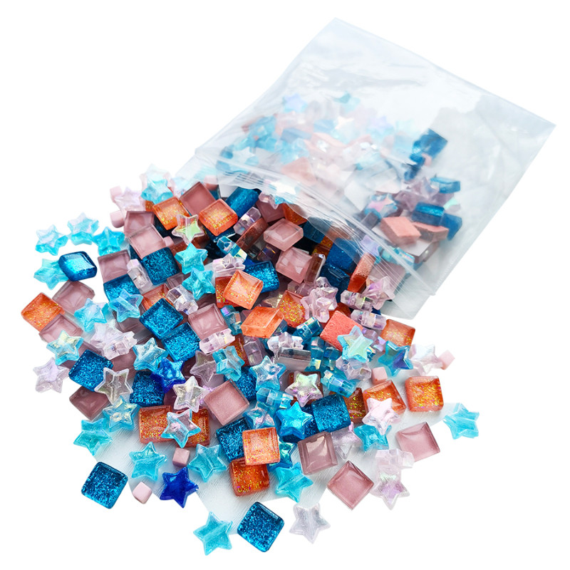 350PCS DIY Glass Bulk Mosaic Tiles Star Square Assorted Creative Home Art Decor