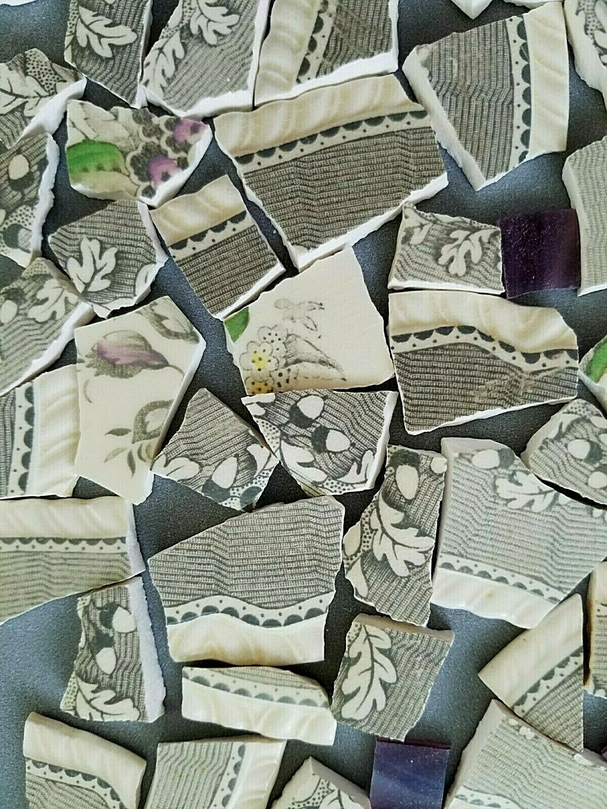 Vtg Shabby Chic Floral Focals + 247 Mosaic Tiles ~ Ridgways Devon Ware