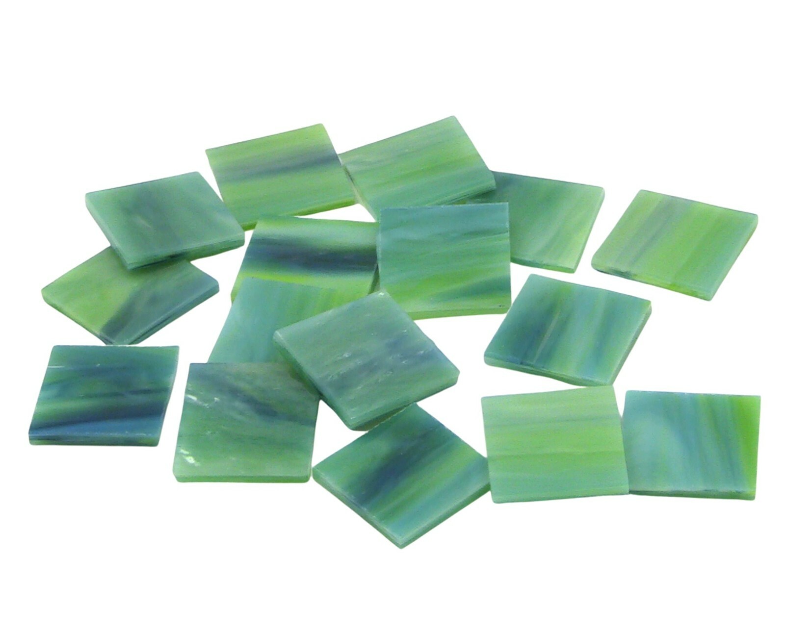 Aqua Lime Pearl Opal Border Rectangles | Fusible 96 | Mosaic Glass Tile Shape