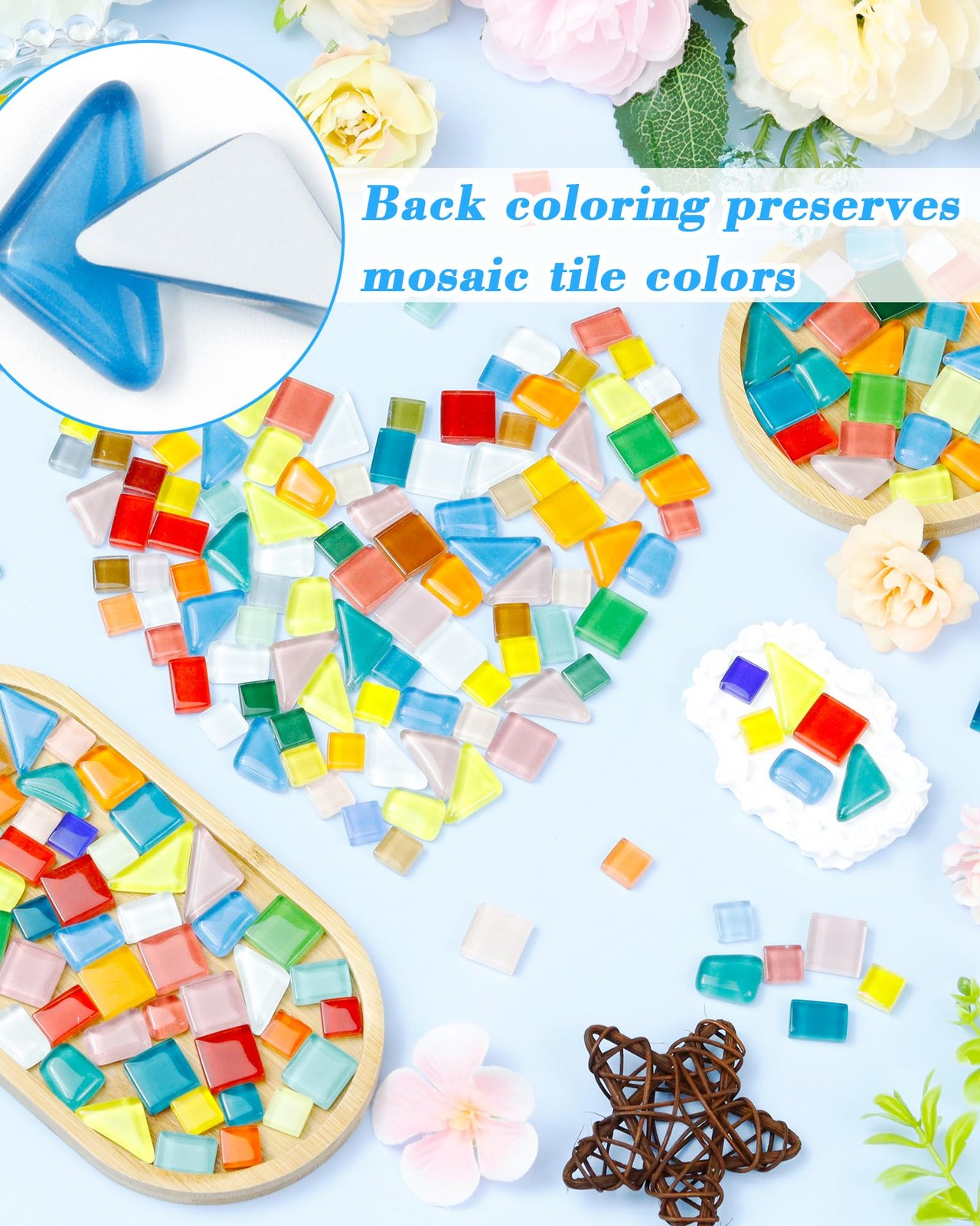 300Pcs Mosaic Tiles for Crafts Bulk – 420g Glass Mosaic Kits, Multi-Color Irr…