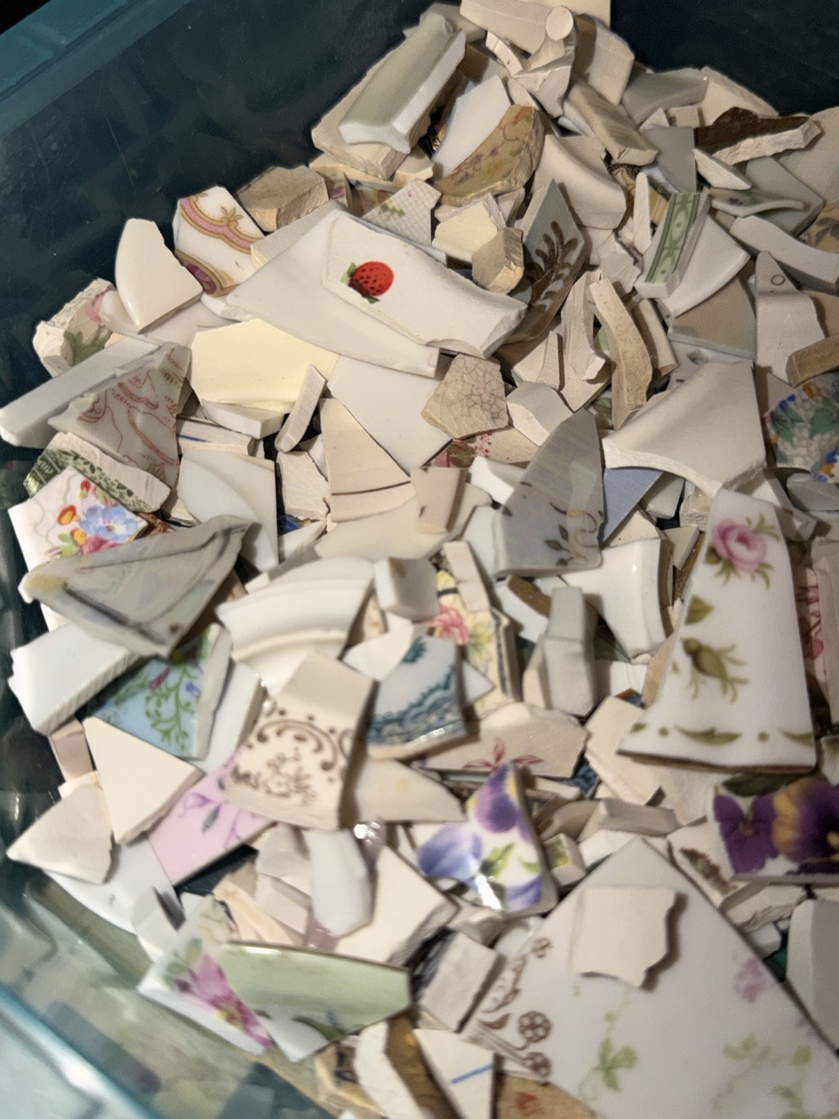 Over 2 Lbs Heavily Mixed Vintage Scrap Glass For Mosaic And Jewerly