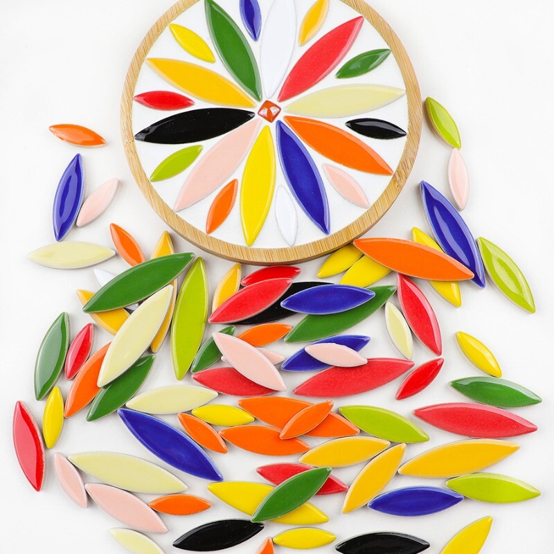 100g Colorful Ceramic Mosaic Tiles Decors Petal Shape Supplies Materials for DIY