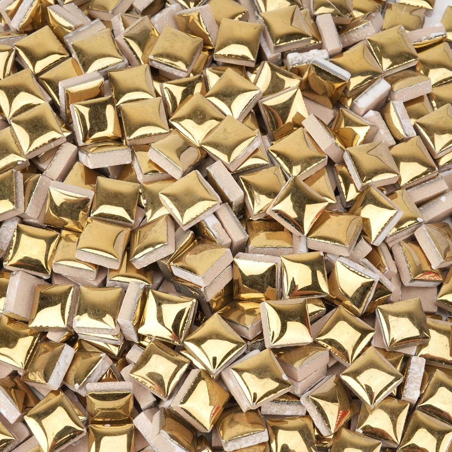 Gold Ceramic Mosaic Tiles for Crafts Bulk, 12mm Square Small Ceramic Tiles fo…