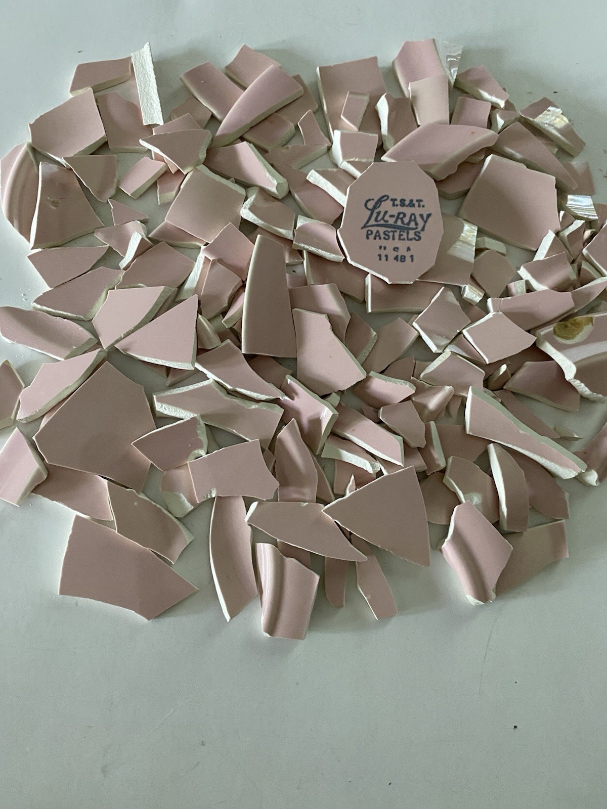 Broken China Mosaic Tile Arts and Craft Supplies Pastel Luray Pink +100 Pc.