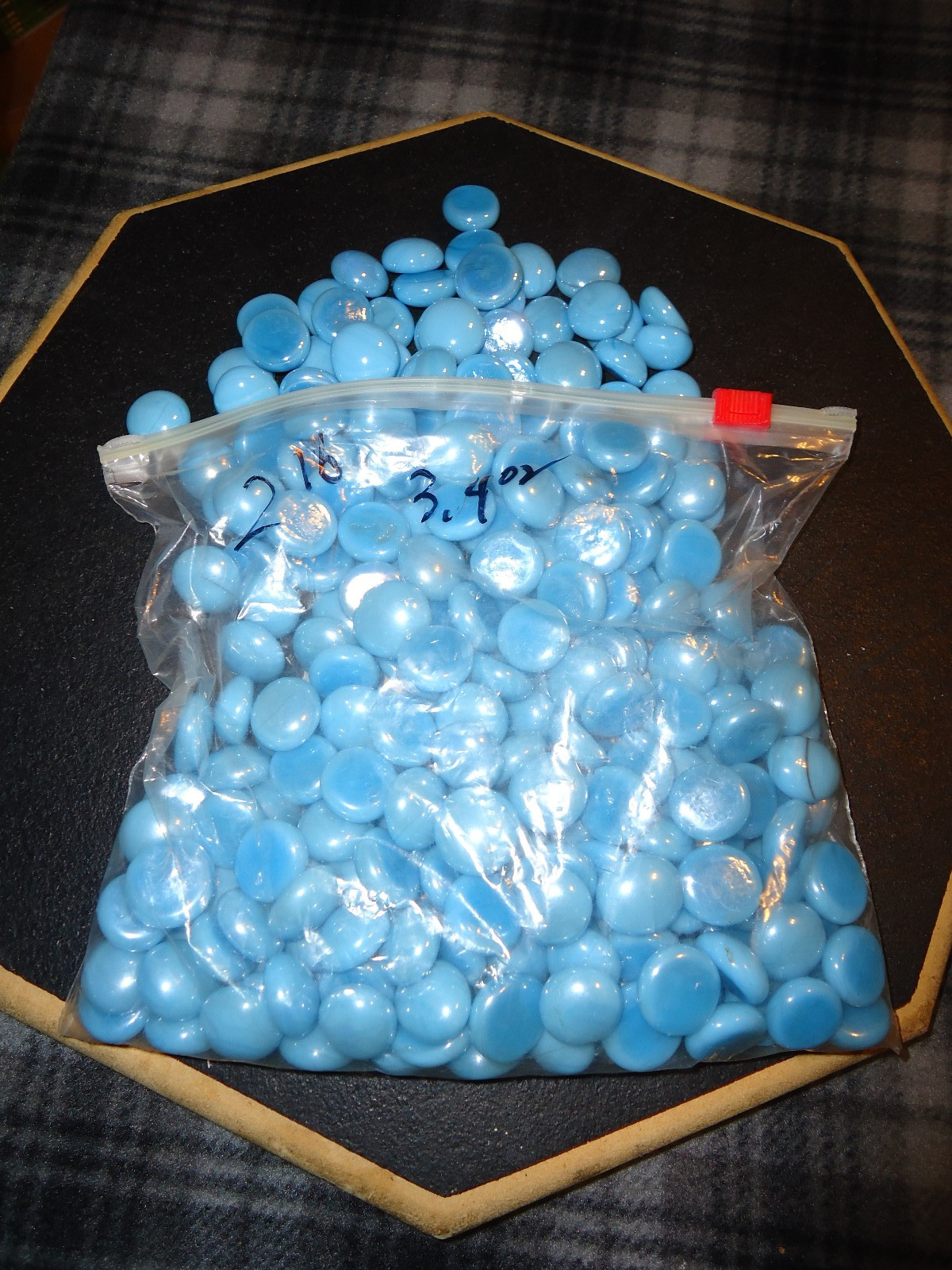 2 lb 3.4oz Light Blue Opaque Glass Mosaic Gems Pebbles – Craft / Floral