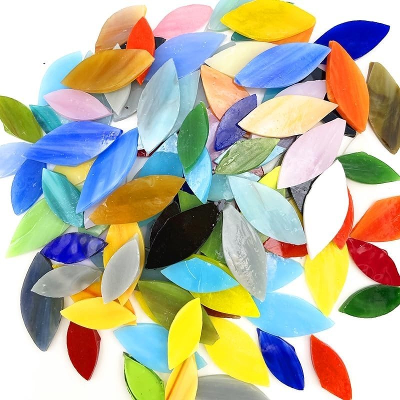 100 Assorted Glass Petal Mosaic Tiles for Colorful Home Décor Creations