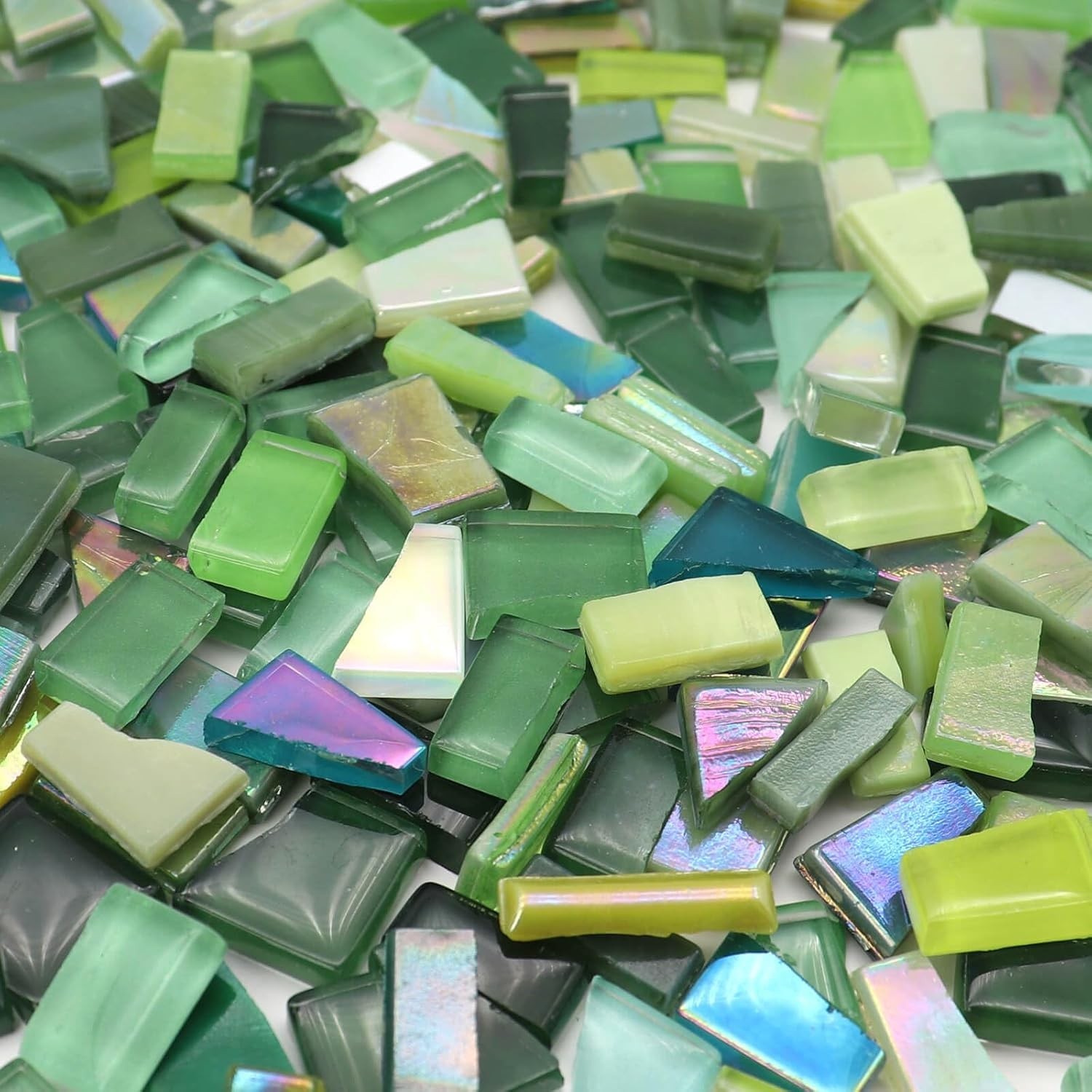 1.1LB Green Mixed Irregular Glass Scraps Mosaic Tiles for Crafts – Hand-Cut Mosa