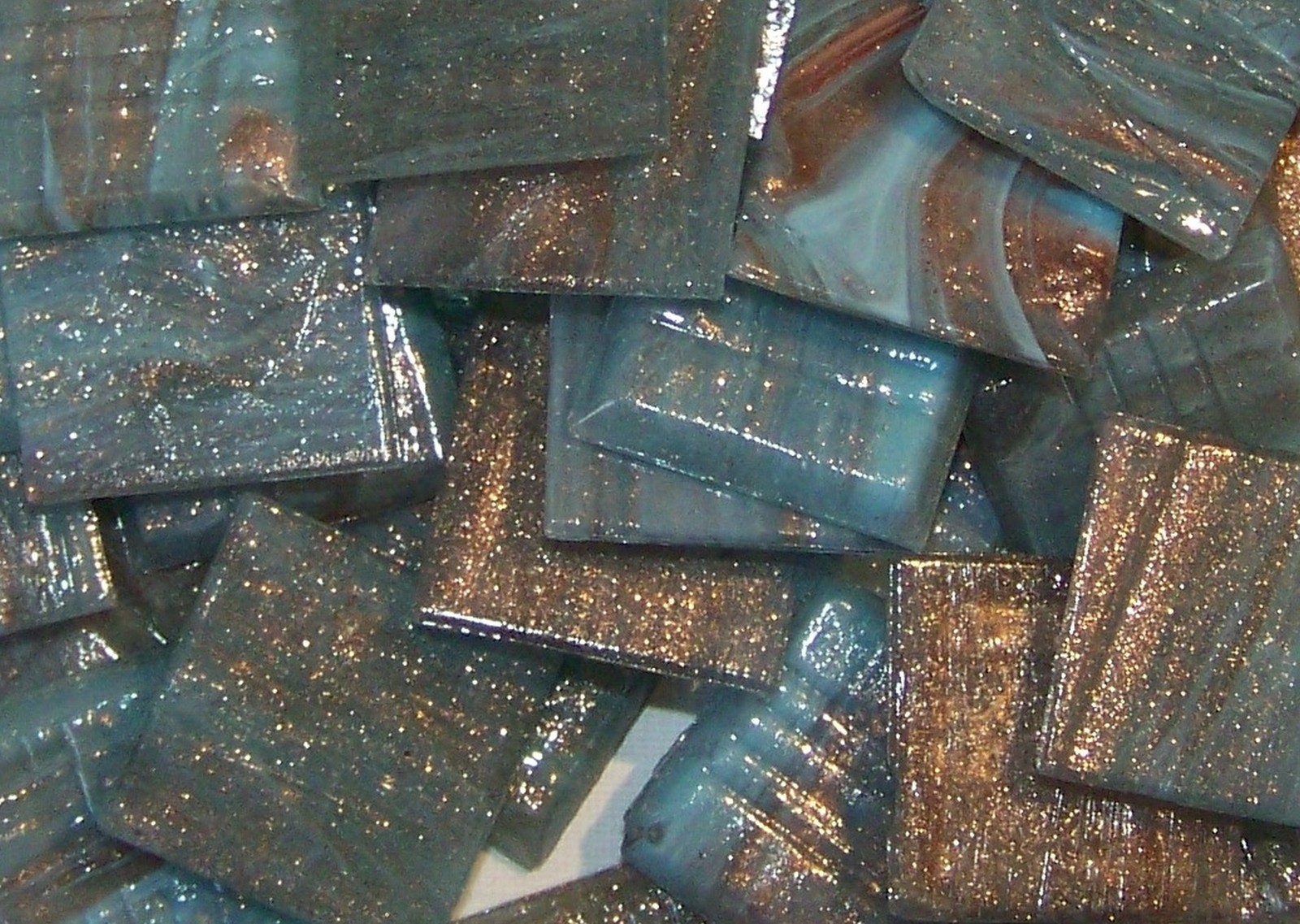 25 Mosaic Tiles 3/4″ AZURE BLUE ADVENTURINE GOLD ITALIAN GLASS Supplies #724