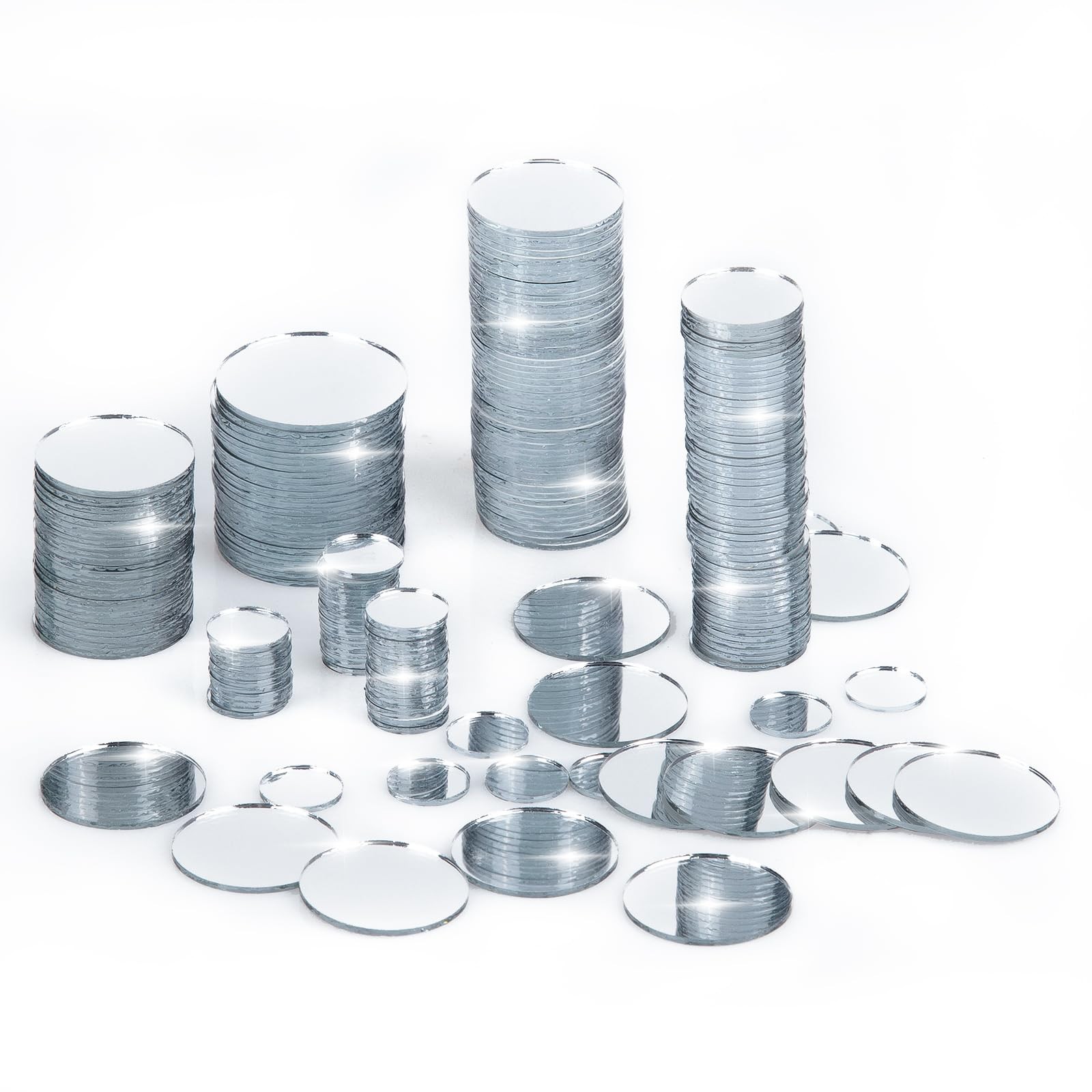 225 Pieces Small Circle Craft Mirror, Mini Mosaic Mirror Tiles Round Decorati…