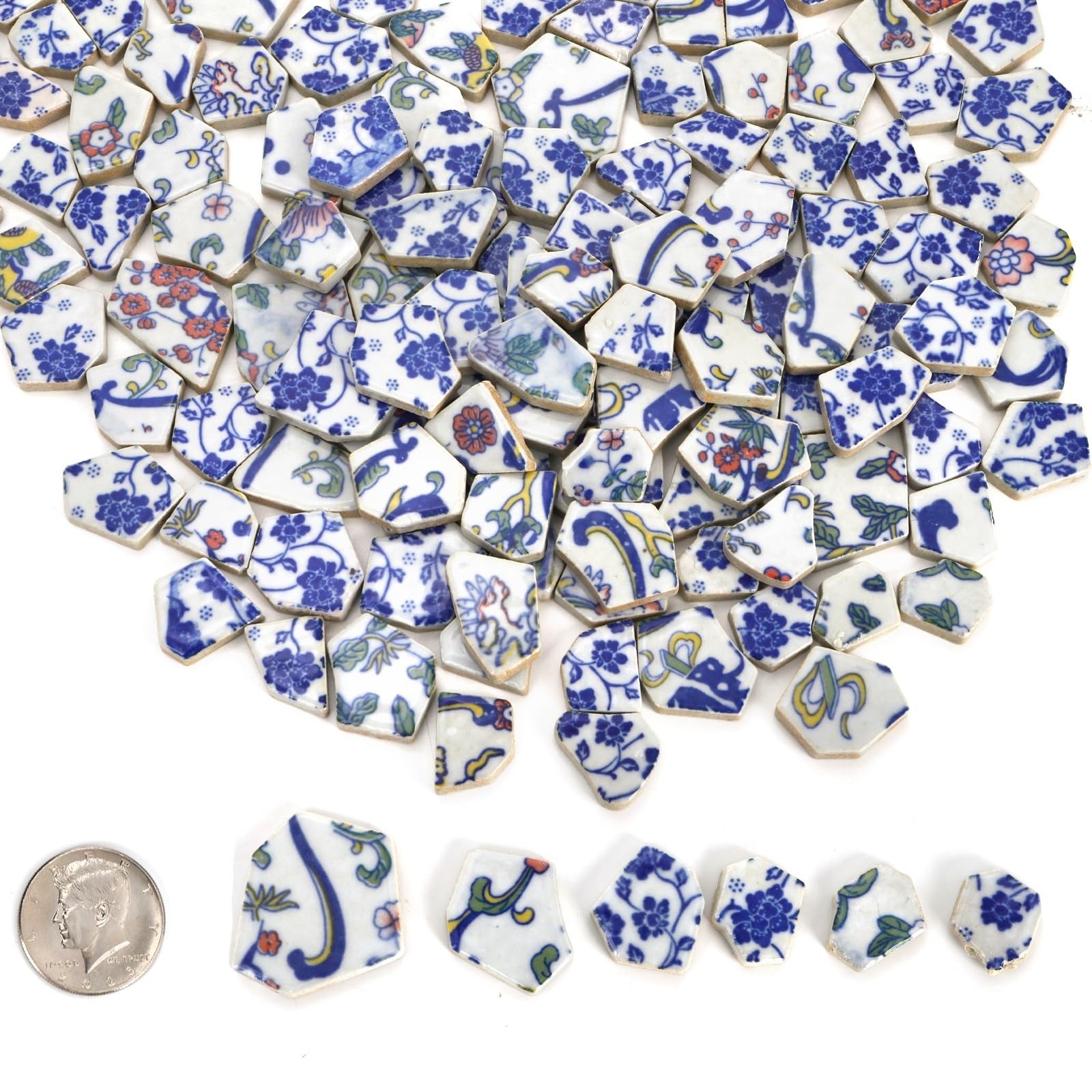 ZAVOOS Ceramic Mosaic Tiles, 2.2 Lb Irregular Glazed Small, Multicolor