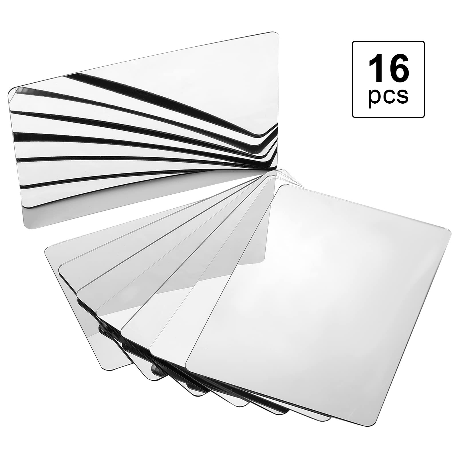 16 Pieces Shatter Proof Plastic Mirror Craft Small Mirror Tiles 4 x 6 Inch