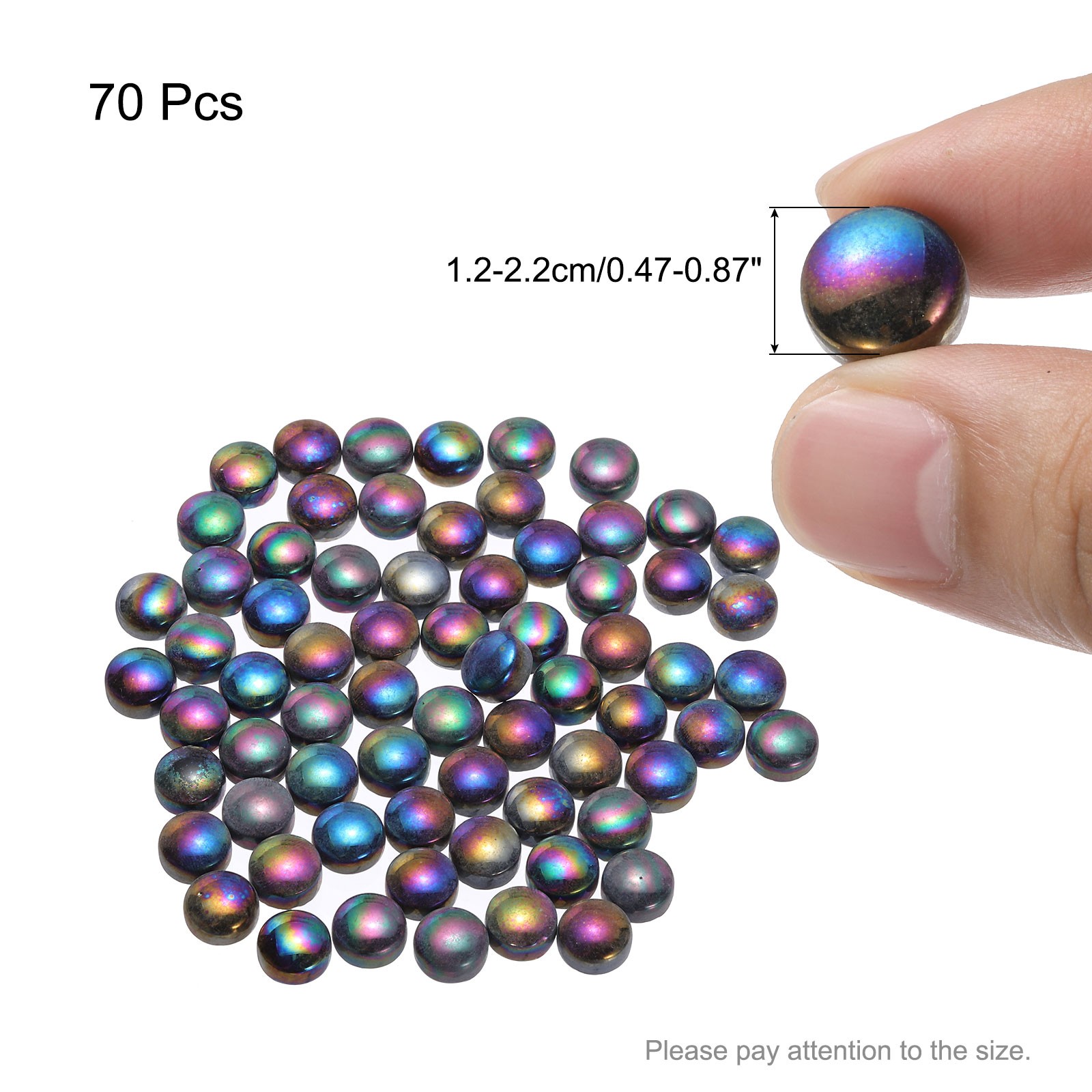 Ceramics Beads,70pcs Flat Ceramics Gemstone Black Iridescent 0.23lbs Pebbles