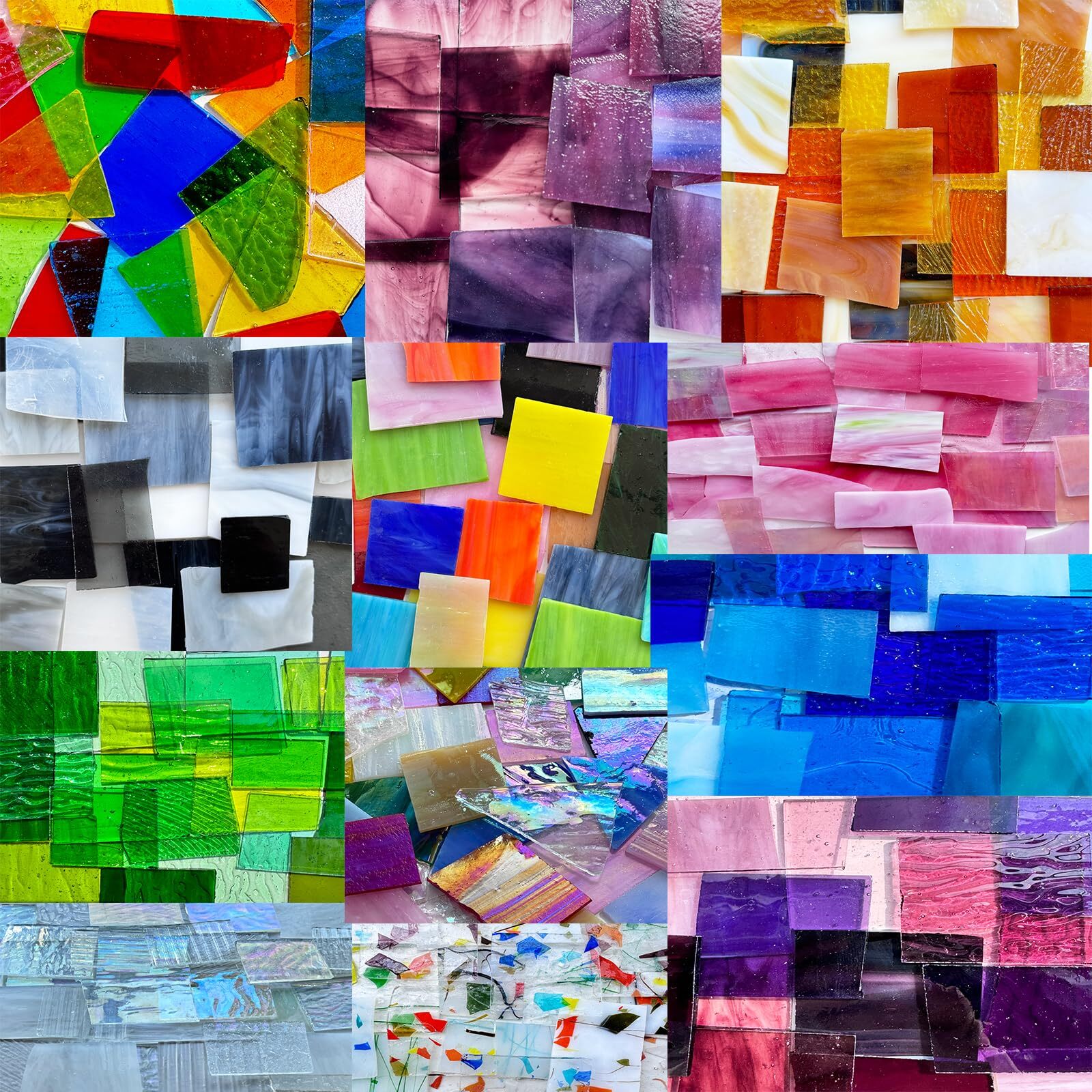 Láminas de vidrio iridiscente de 2,2 lb, mosaico irregular decoración del hogar