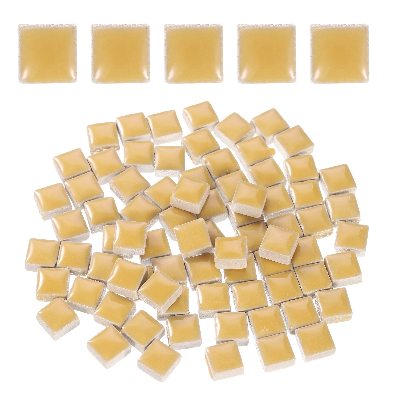 100g Square Mosaic Tiles Ceramic Mosaic Tiles 0.4 x 0.4 Inch Khaki