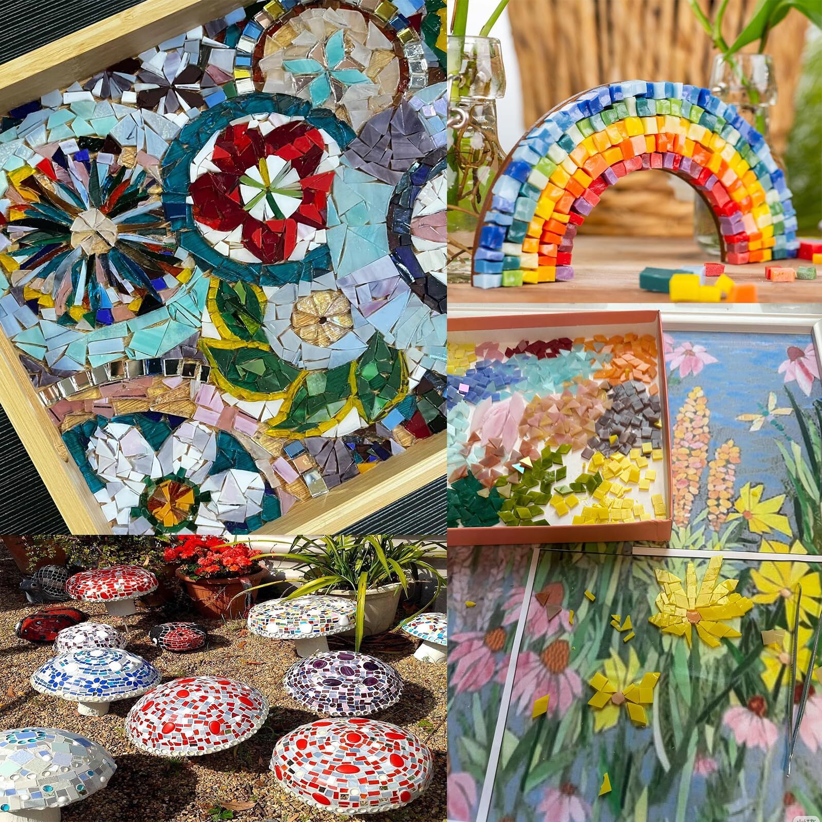 Láminas de vidrio iridiscente de 2,2 lb, mosaico irregular decoración del hogar