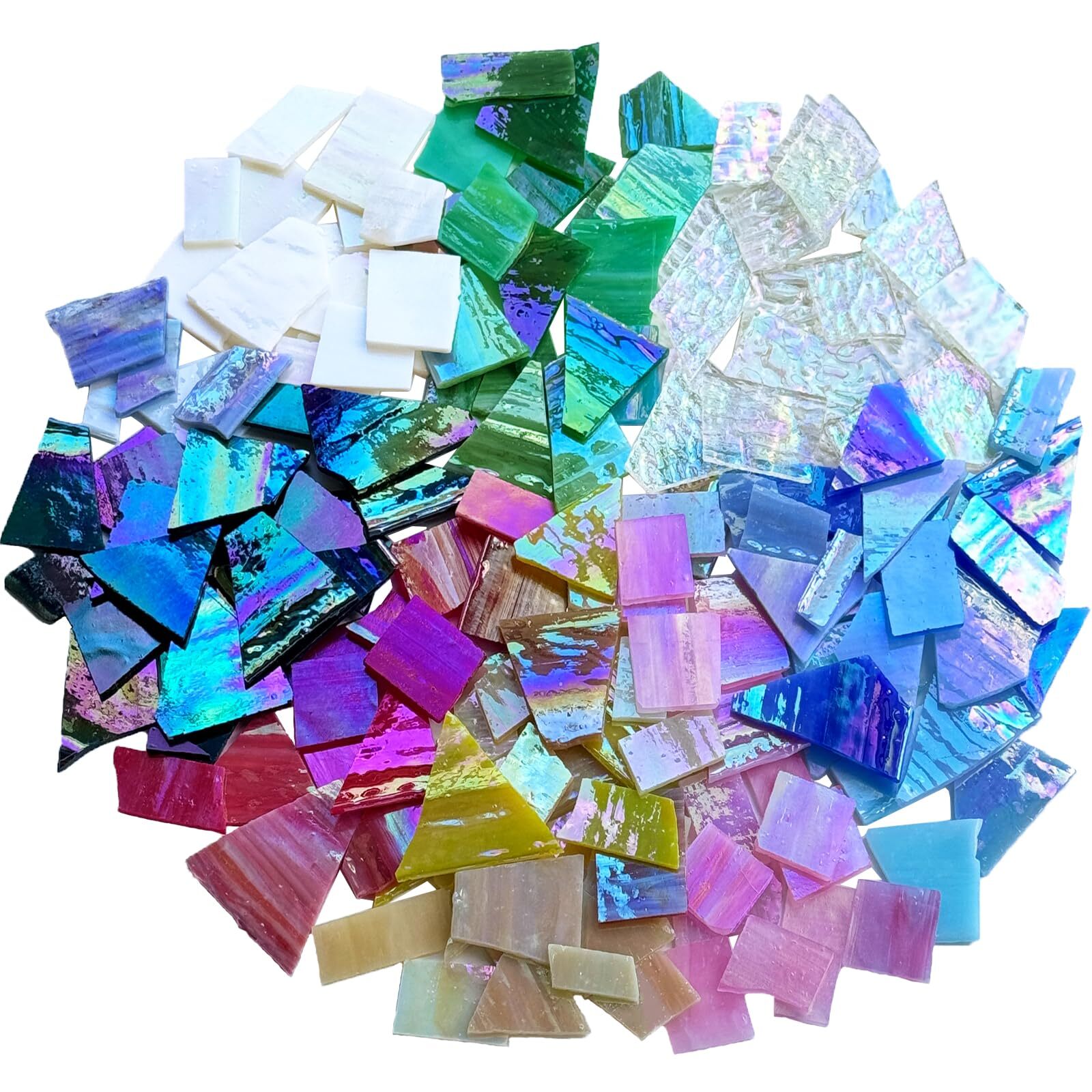 Láminas de vidrio iridiscente de 2,2 lb, mosaico irregular decoración del hogar