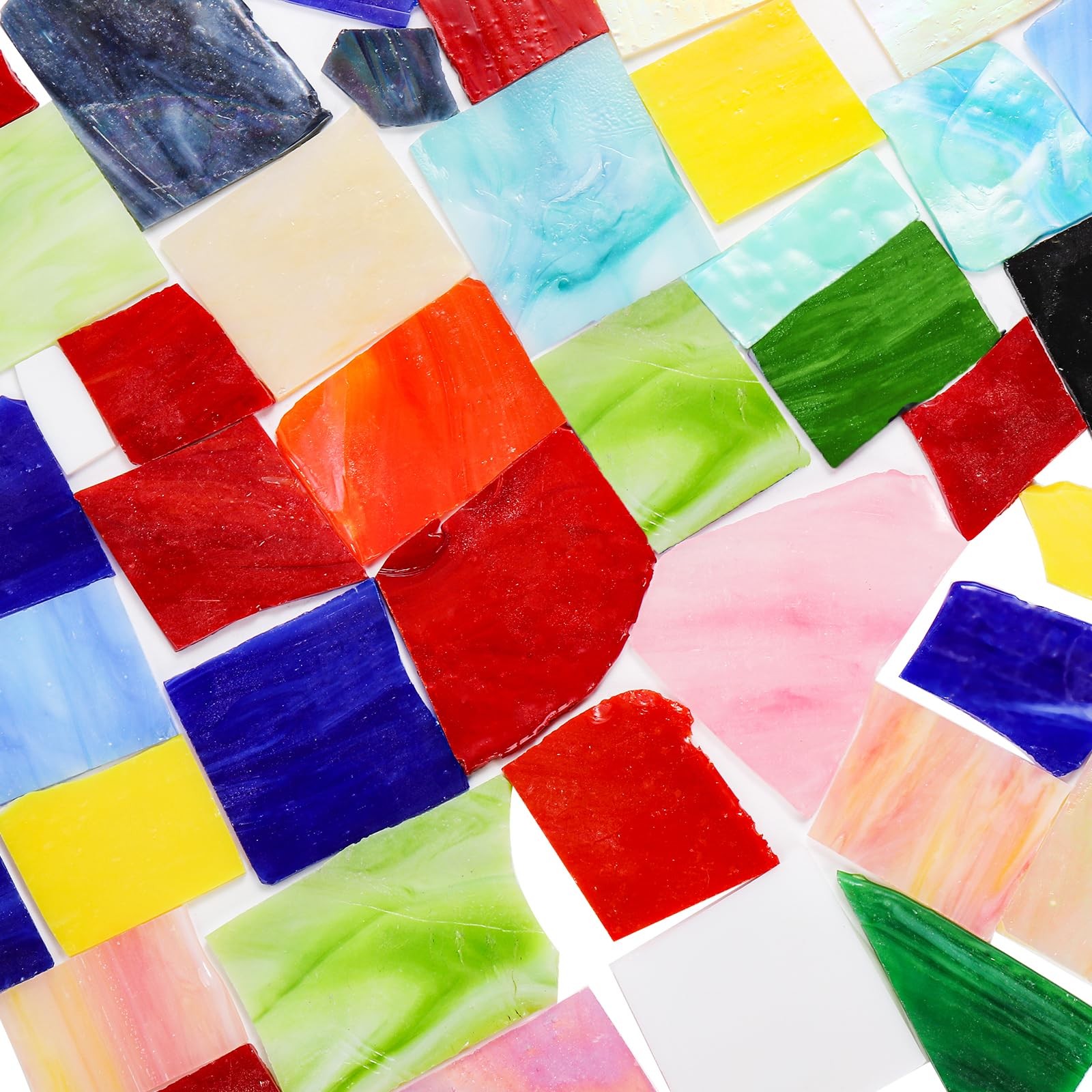 Nicunom 3.3 LB Irregular Stained Glass Scraps, Mosaic Glass Pieces Stained Mo…