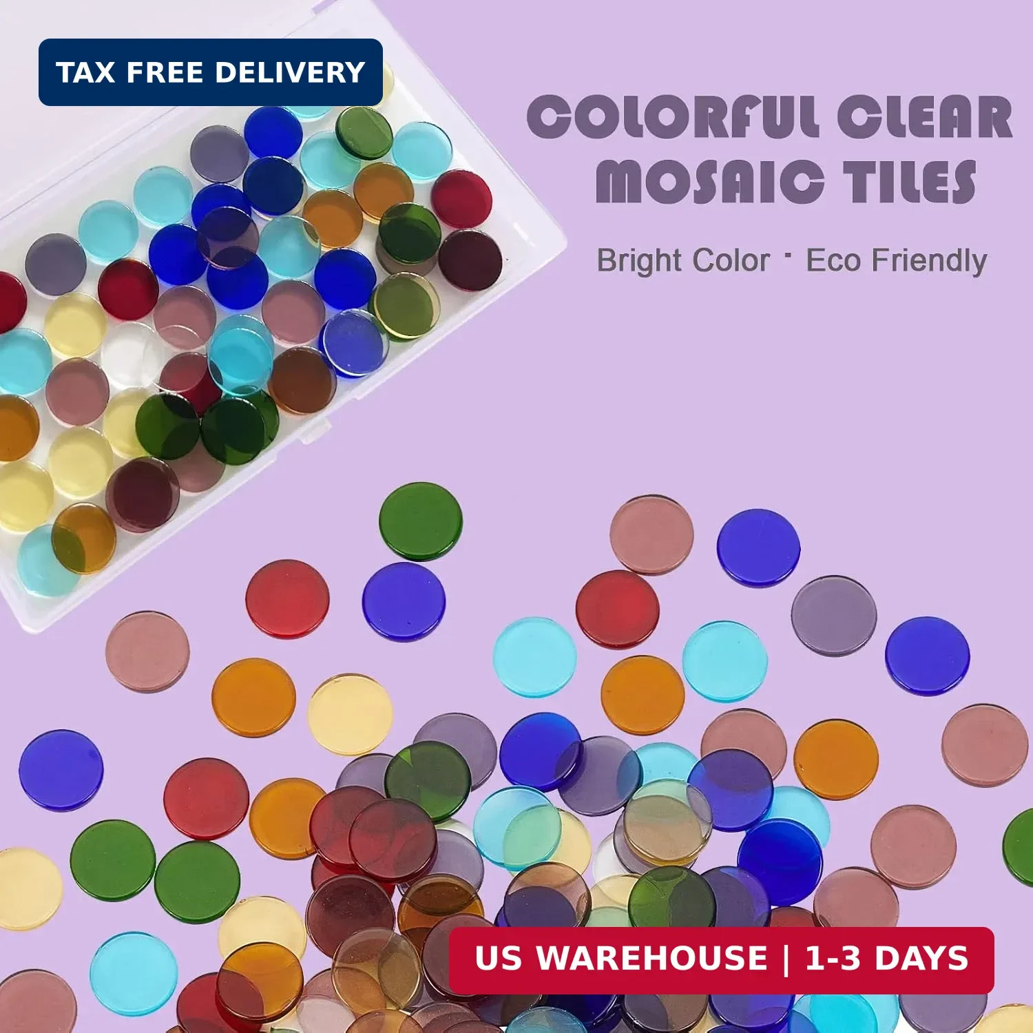 220 Pieces Stained Crystal Glass Gems Mosaic Tiles for Crafts, Round Flat Glass