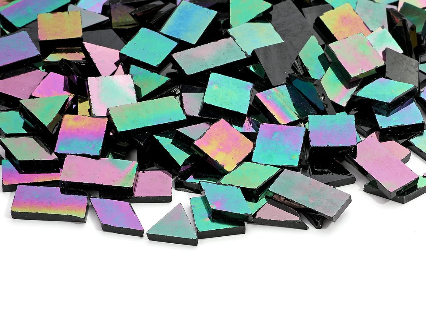 Lanyani Glass Mosaic Tiles for Art Crafts,4 0.5 inches, Iridescent Black