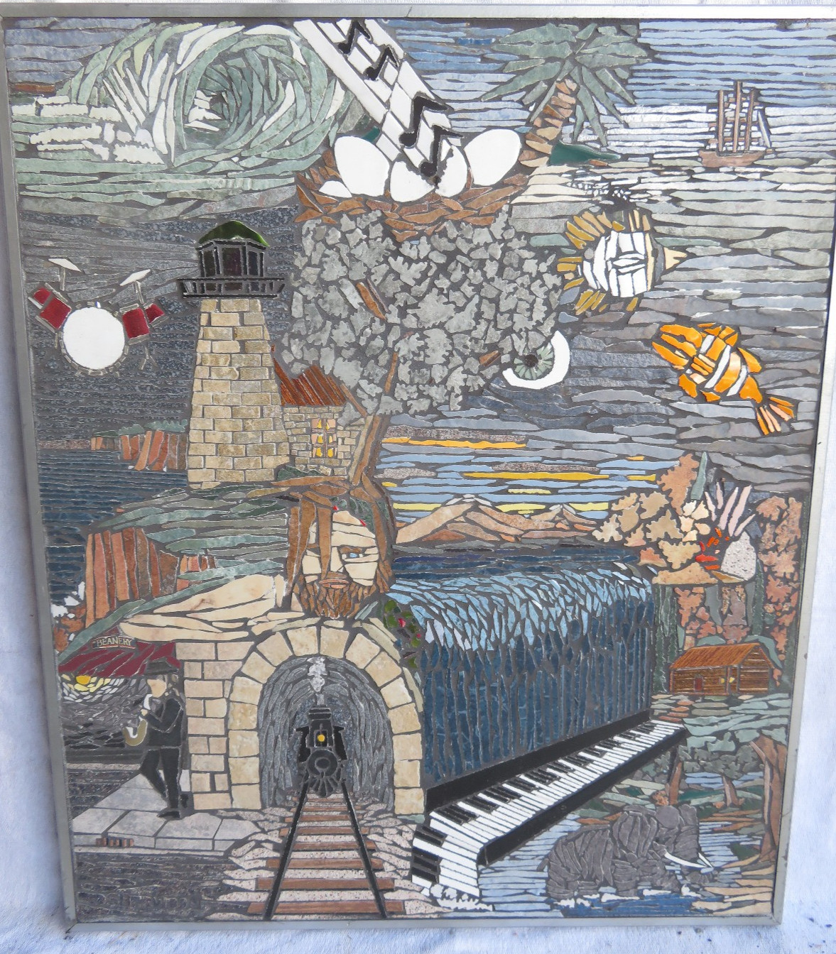 Original Custom one of a kind Tile Mosaic 24w x 36h Surreal World