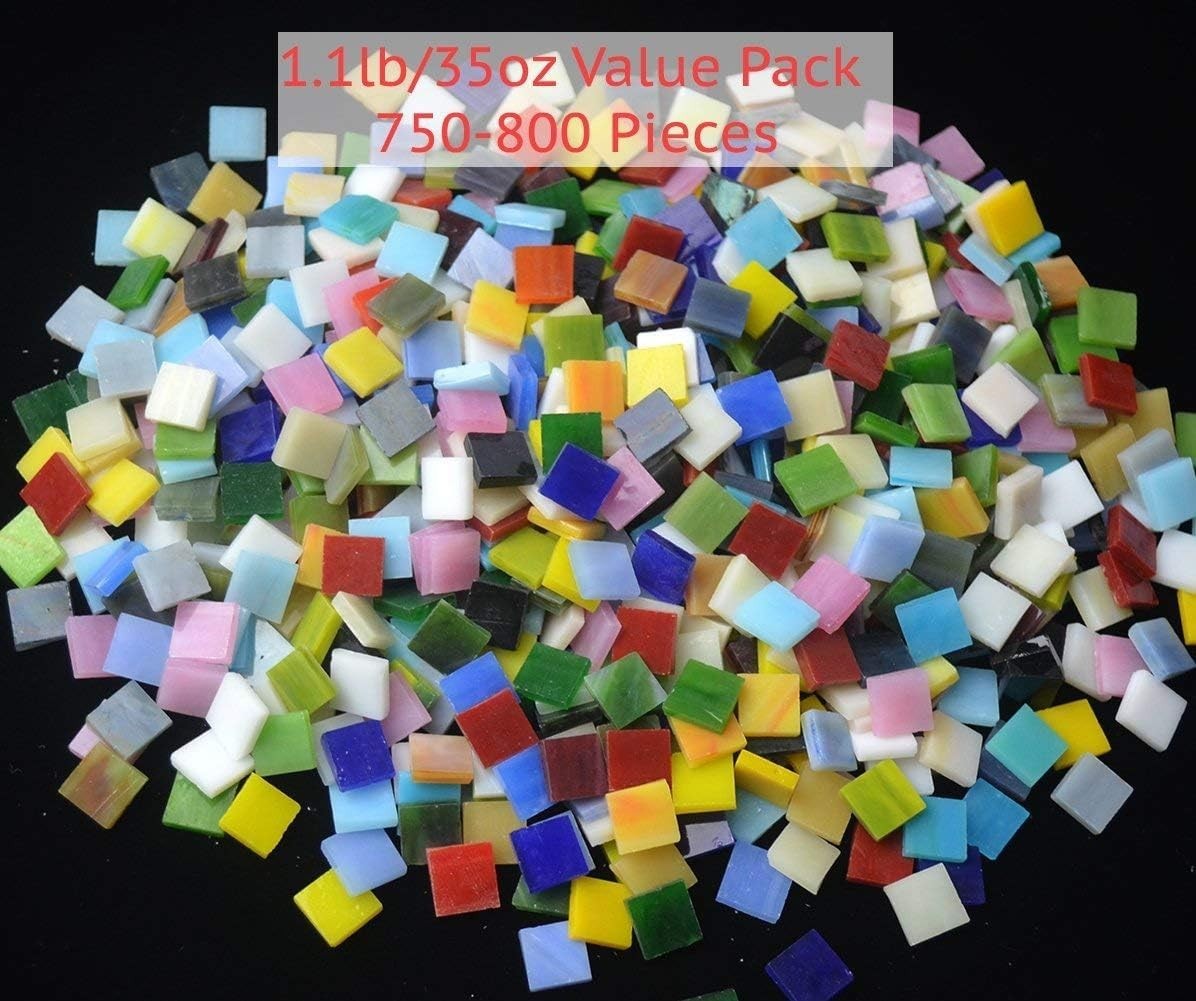 Glass Mosaic Tiles 800PCS 500g Stained Glass Assorted Colors Craft Decor Set-PQ