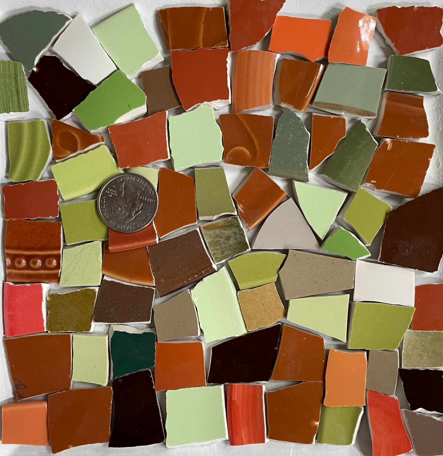 Broken China Mosaic Art Crafts Supplies – Rich Mixed Earth Tone Tiles F450