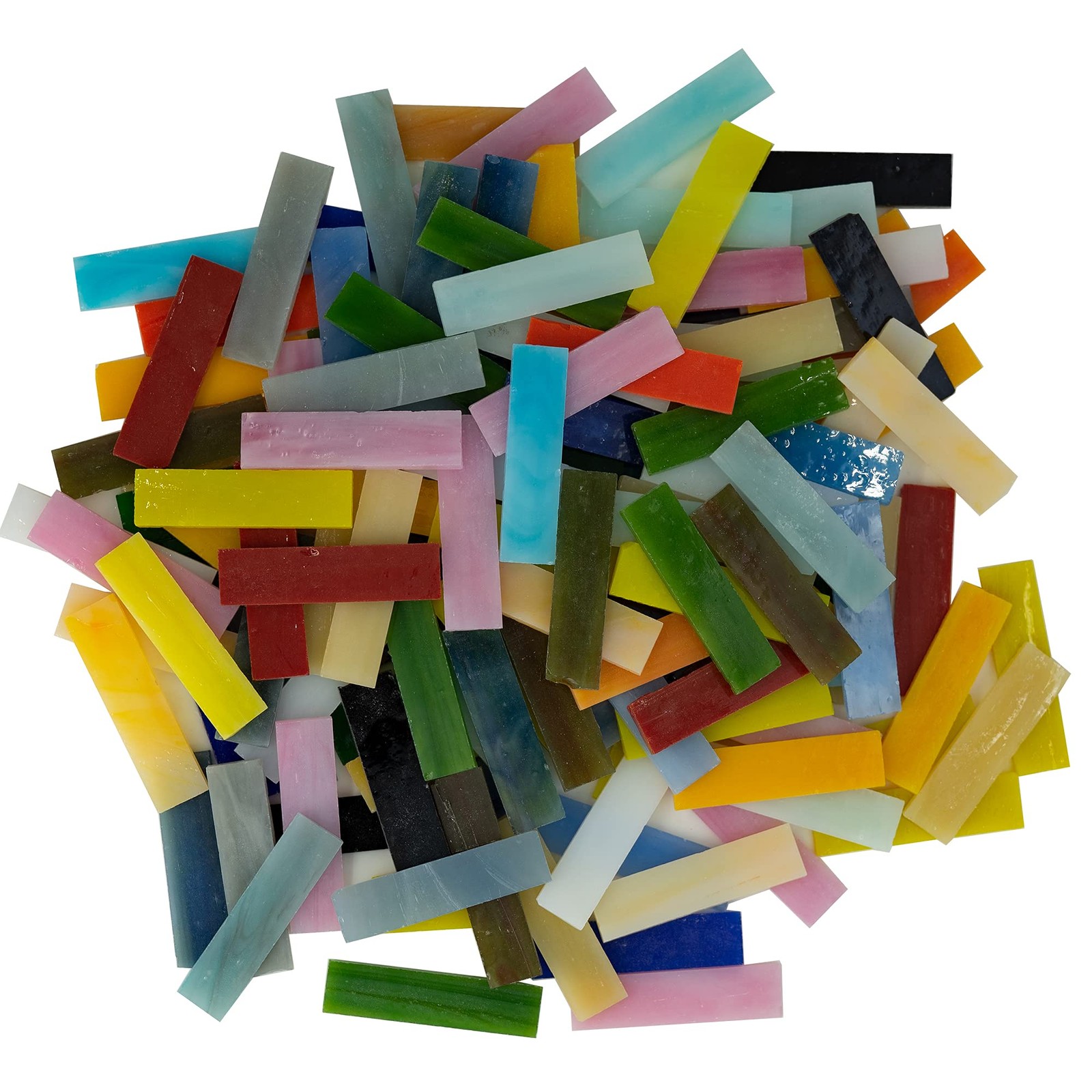 Rectangle Mosaic Tiles Stained Glass Strips, 0.4″ X 1.6″ Cathedral Glass Mosa…
