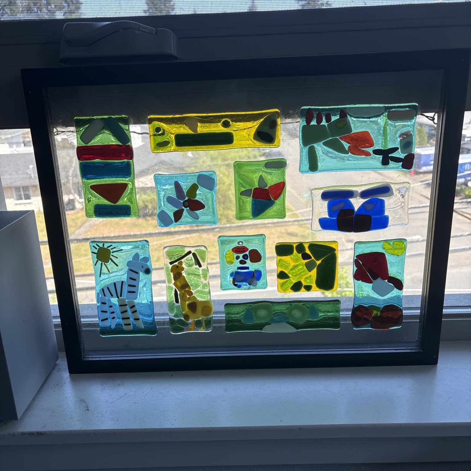 Glass art piece fused glass panels
