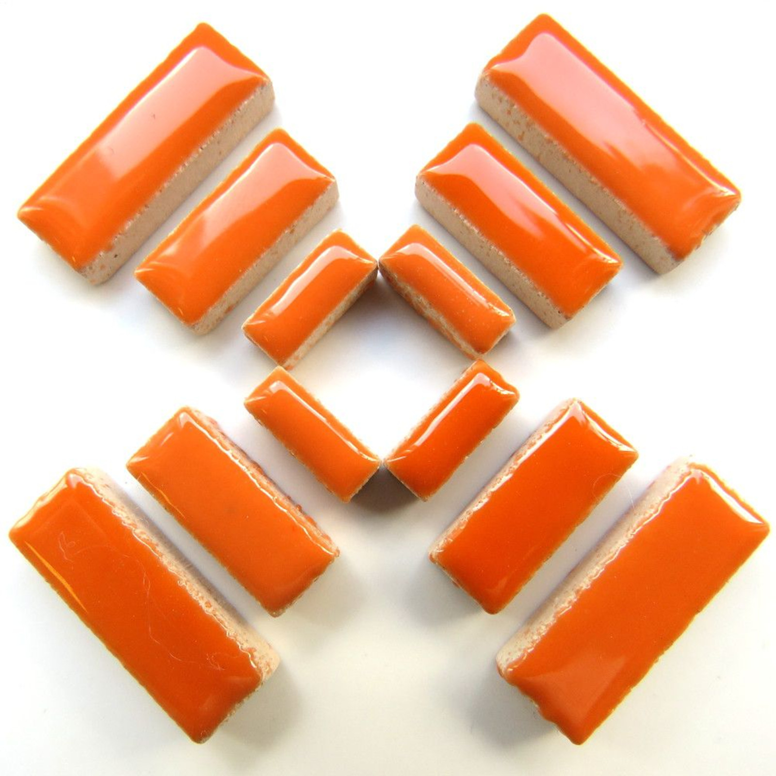 50 Tiles Orange Ceramic Rectangles Mosaic Tile Pieces – Mixed Sizes