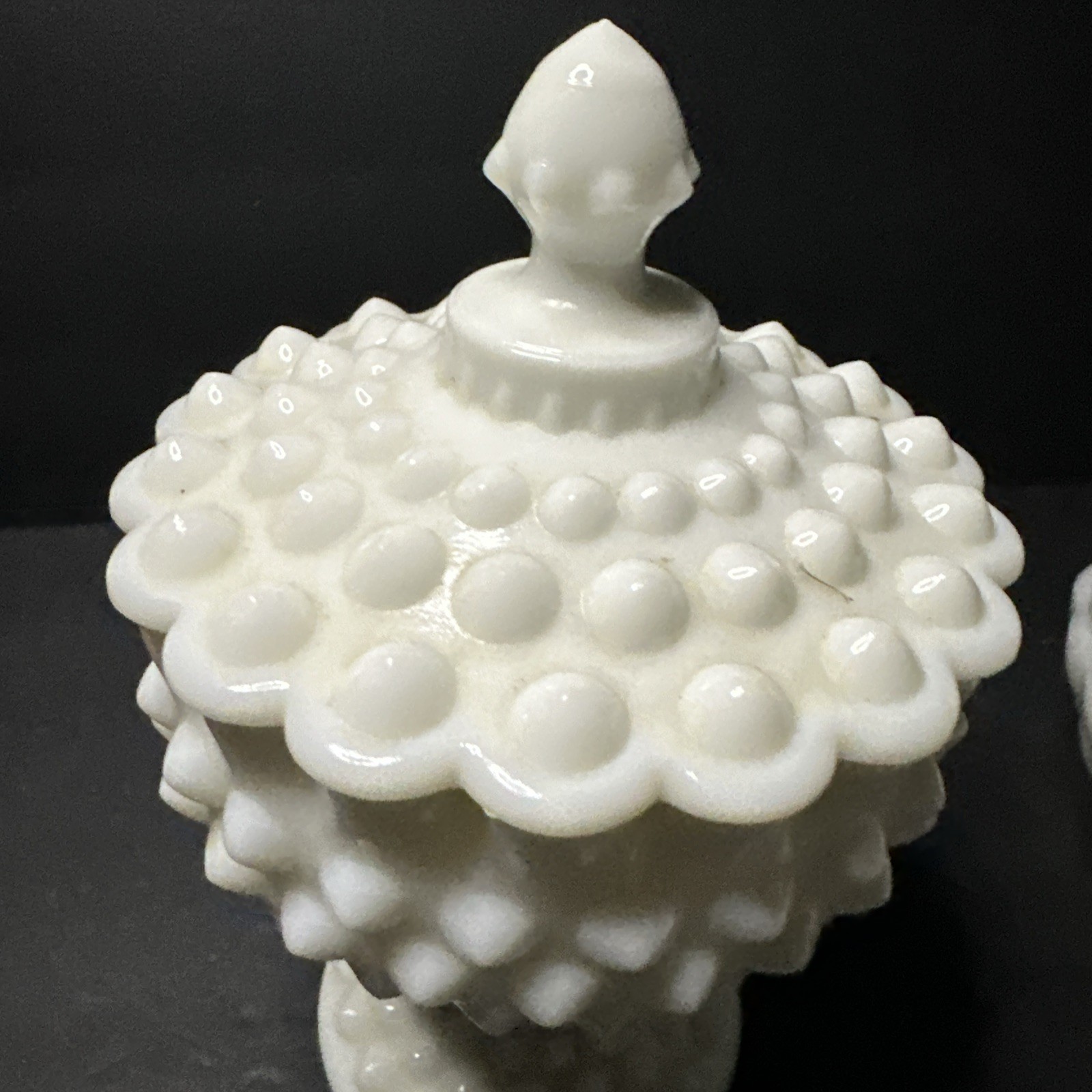RARE set of 3 opal glass items with a hobnail pattern, manufactured by Fento#R15