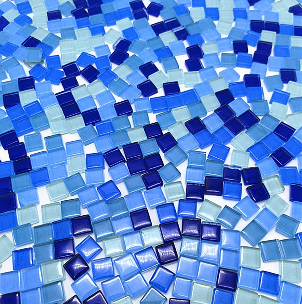 500G/ 1.1LB Bulk Crystal Mosaic Tiles, Assorted Color Opaque Mosaic Glass Crafts