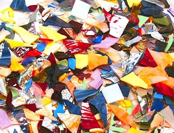500+ LARGE PIECES PREMIUM Stained Glass Scrap 5 POUNDS Mosaic Tiles